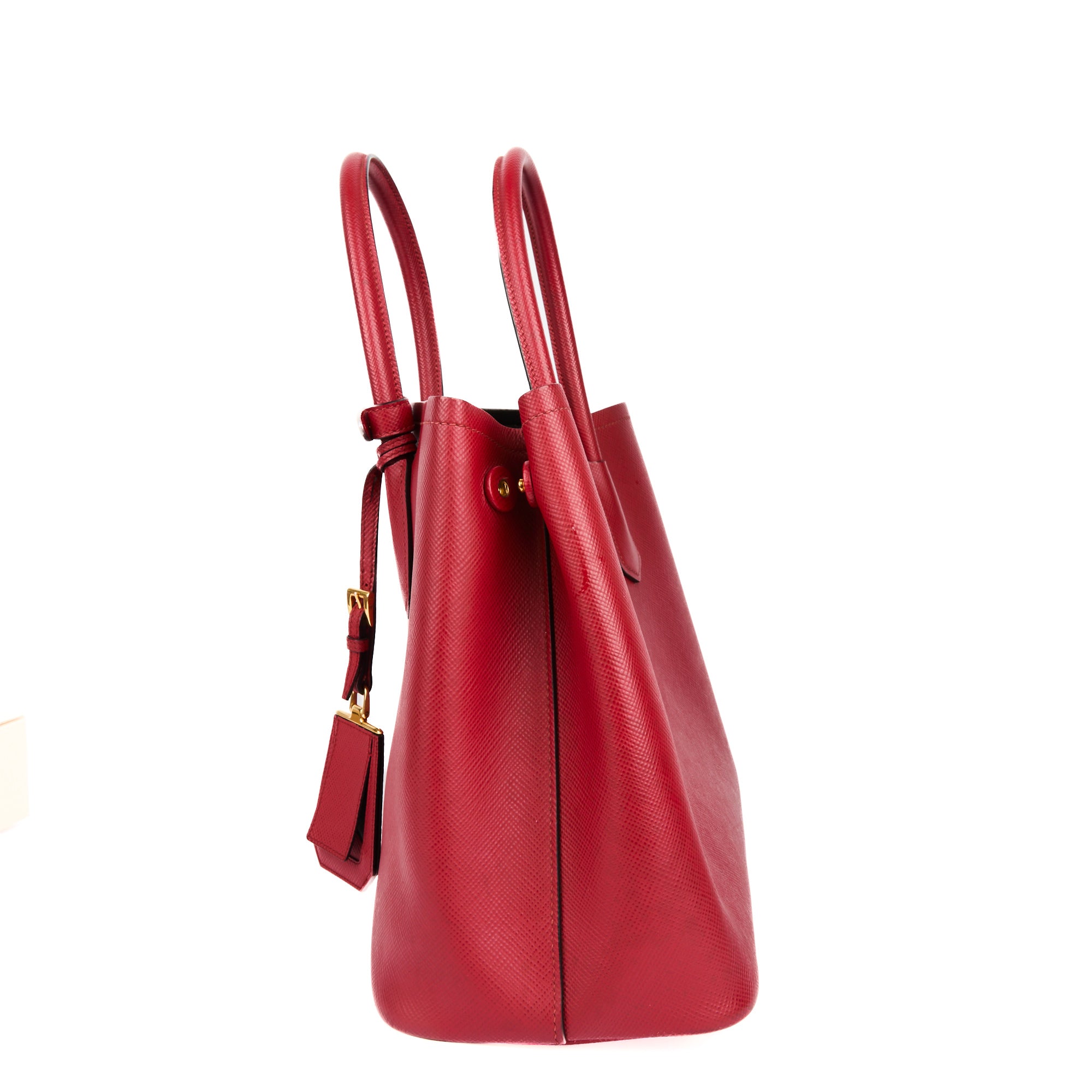 PRADA - Sac à main Cabas Saffiano cuir rouge - Handbag