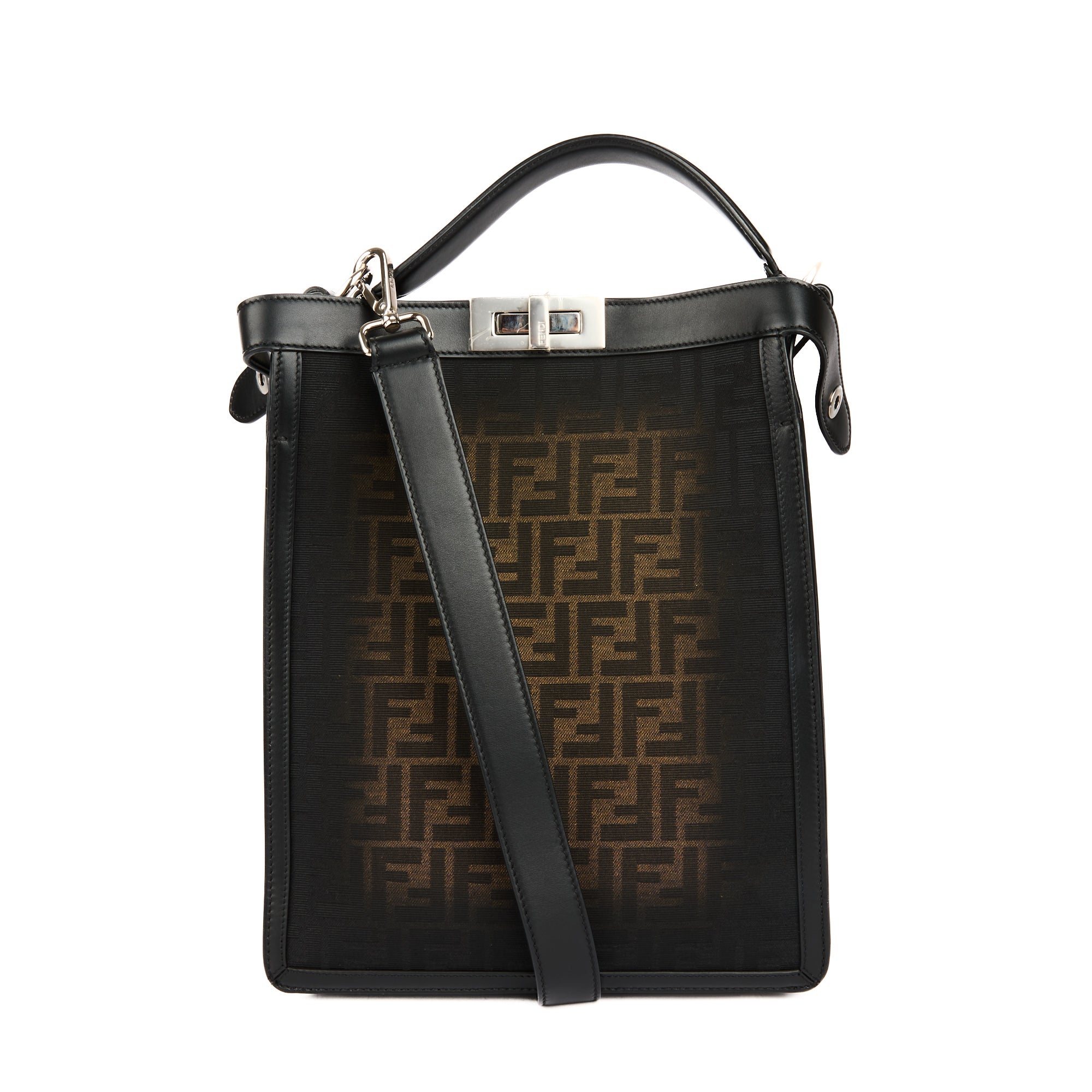 FENDI - Sac à bandoulière Peekaboo X-Lite Small toile Zucca marron - Handbag