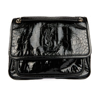 SAINT LAURENT - Sac bandoulière Niki Baby cuir vernis embossé croco
