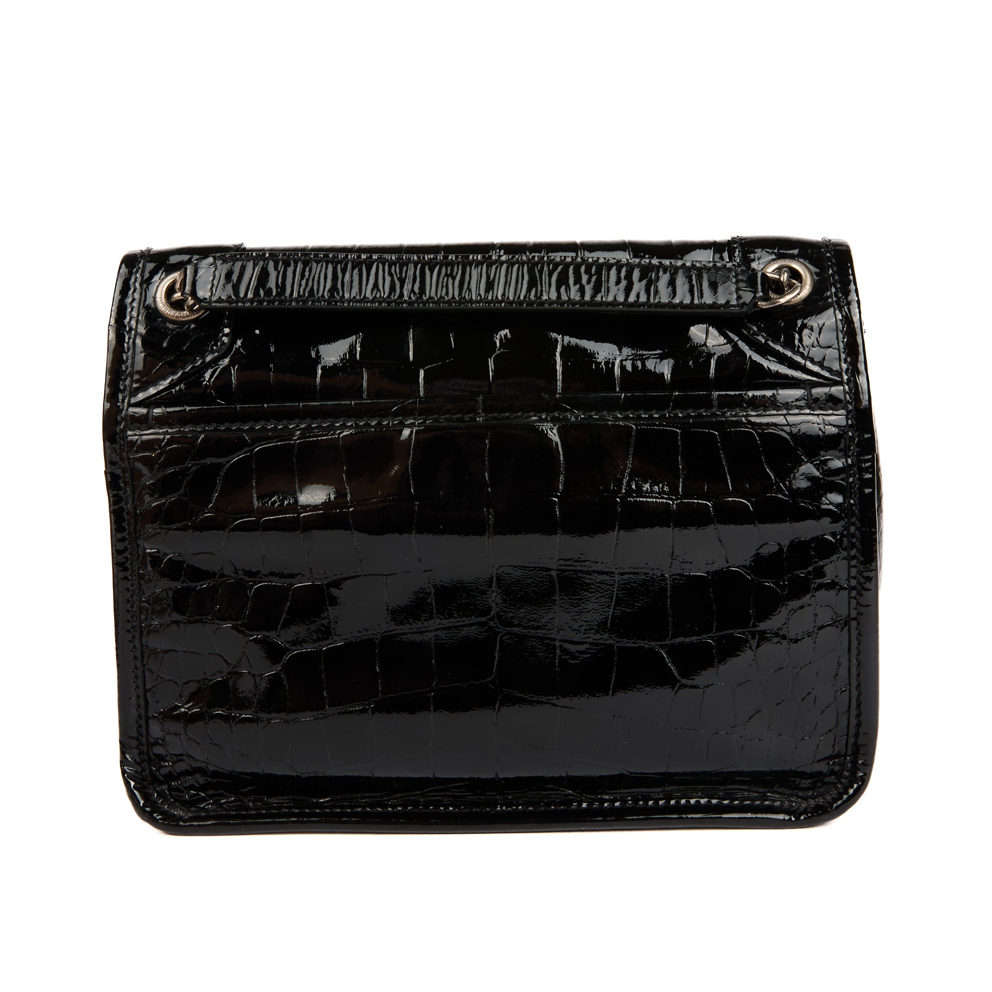 SAINT LAURENT - Sac bandoulière Niki Baby cuir vernis embossé croco
