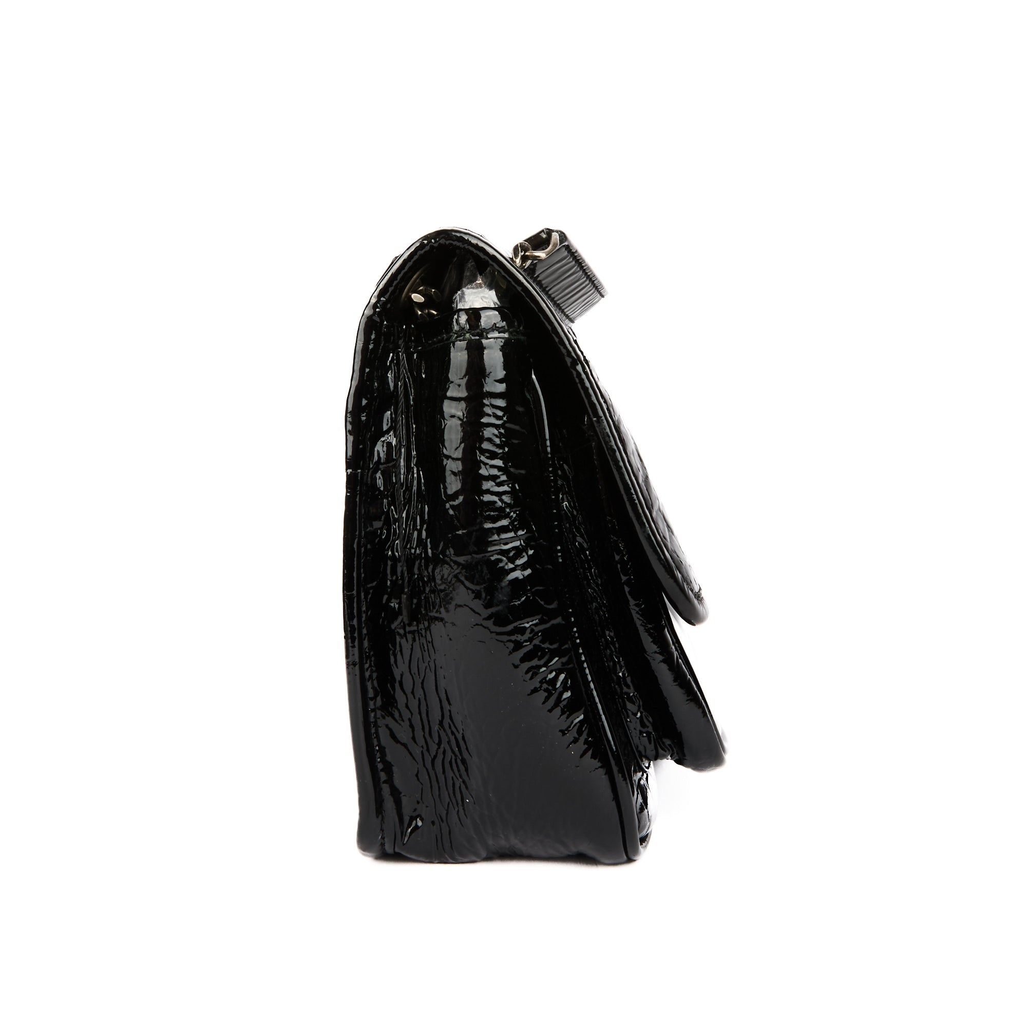 SAINT LAURENT - Sac bandoulière Niki Baby cuir vernis embossé croco