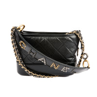CHANEL - Sac bandoulière Gabrielle PM Logo cuir noir - Handbag