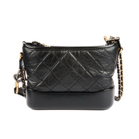 CHANEL - Sac bandoulière Gabrielle PM Logo cuir noir - Handbag