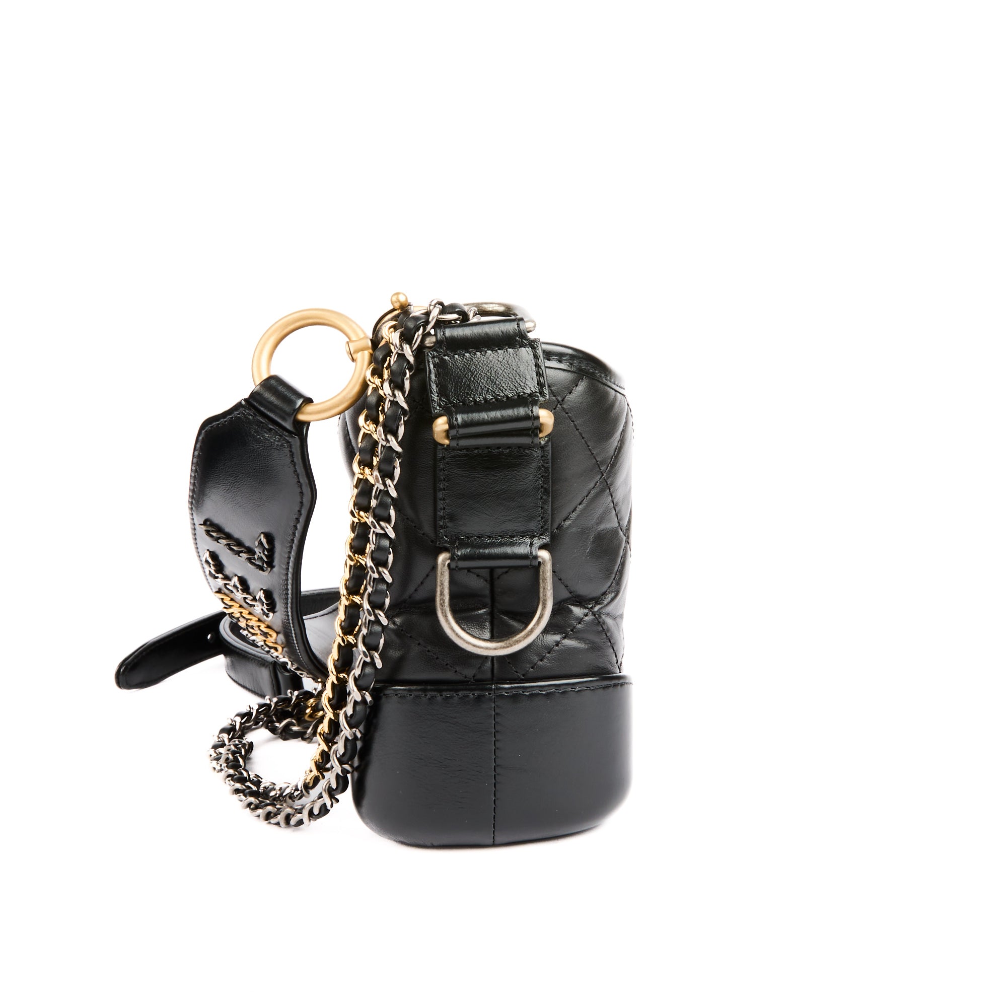 CHANEL - Sac bandoulière Gabrielle PM Logo cuir noir - Handbag
