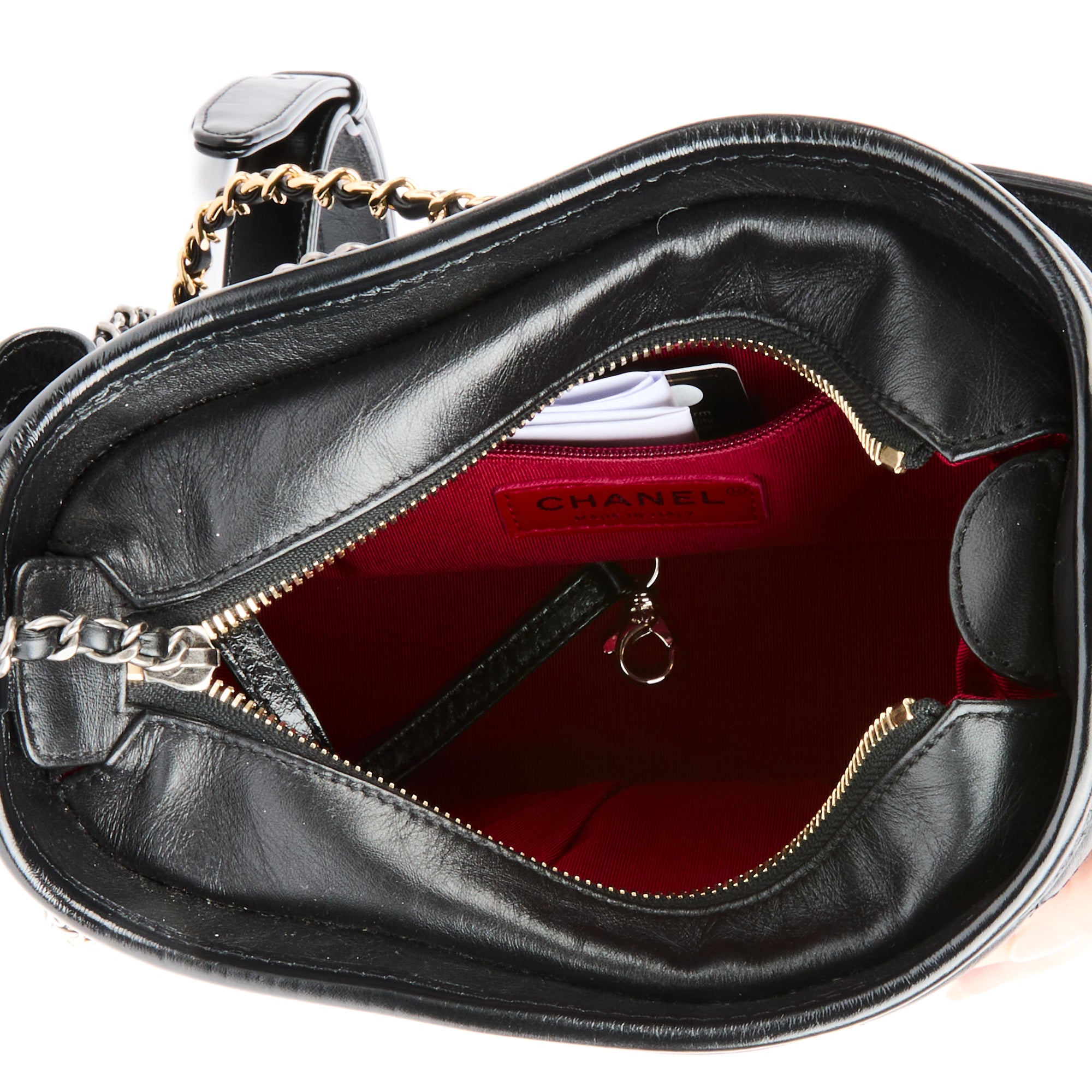 CHANEL - Sac bandoulière Gabrielle PM Logo cuir noir - Handbag
