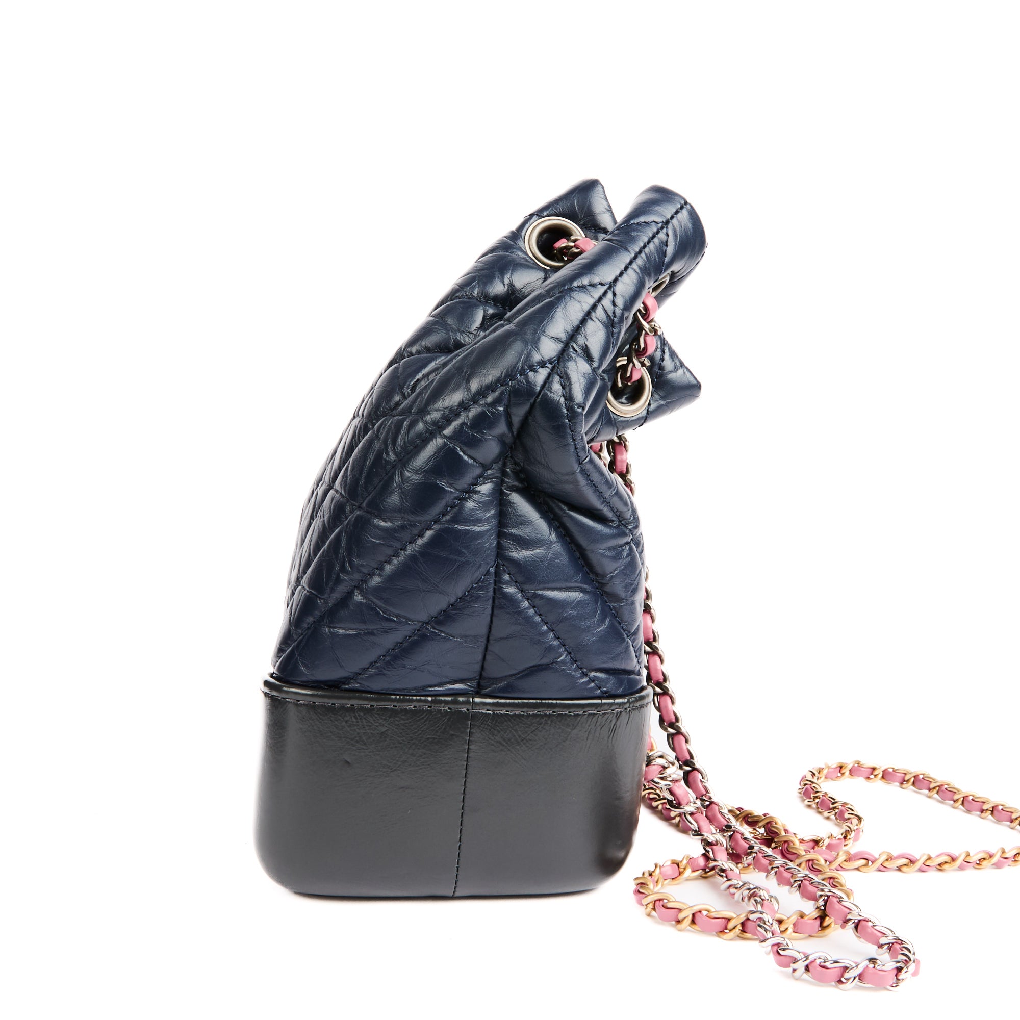 CHANEL - Sac à dos Gabrielle cuir chevron bleu marine - Handbag