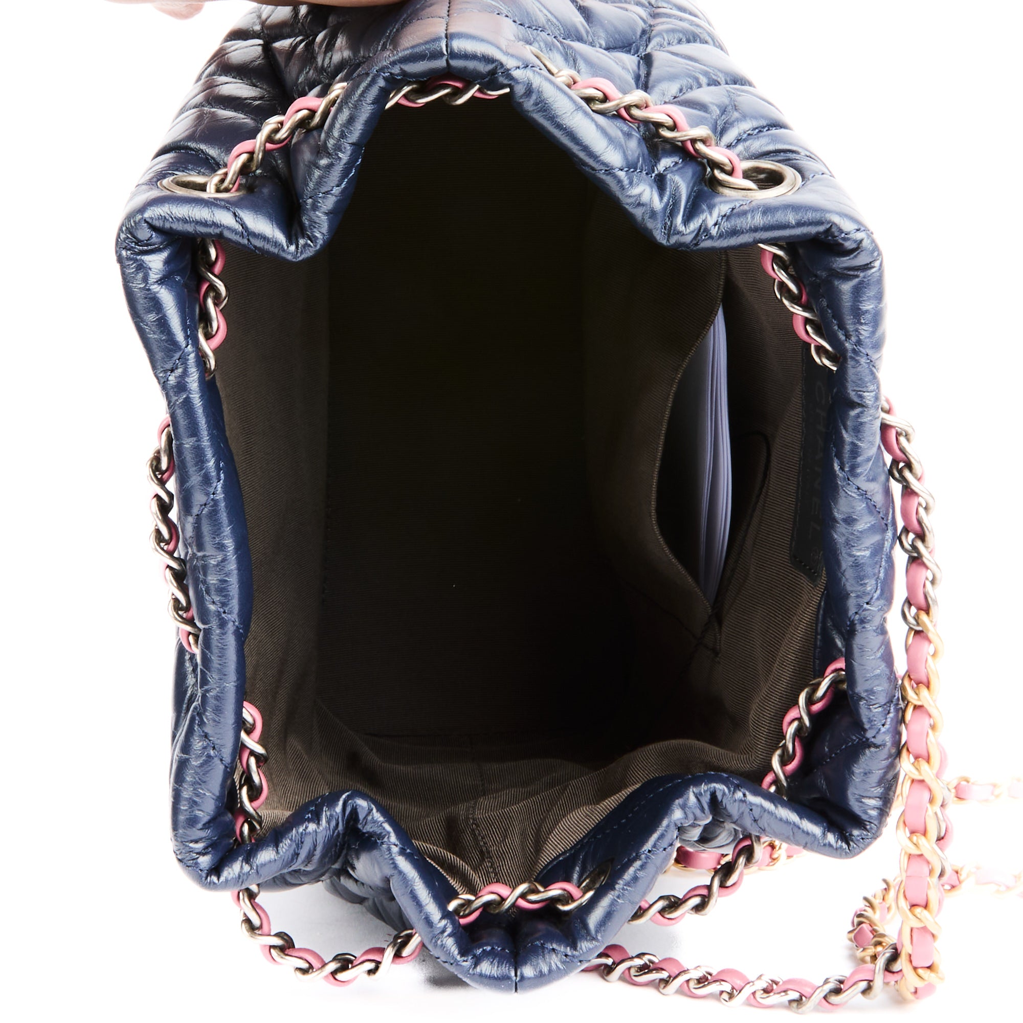 CHANEL - Sac à dos Gabrielle cuir chevron bleu marine - Handbag