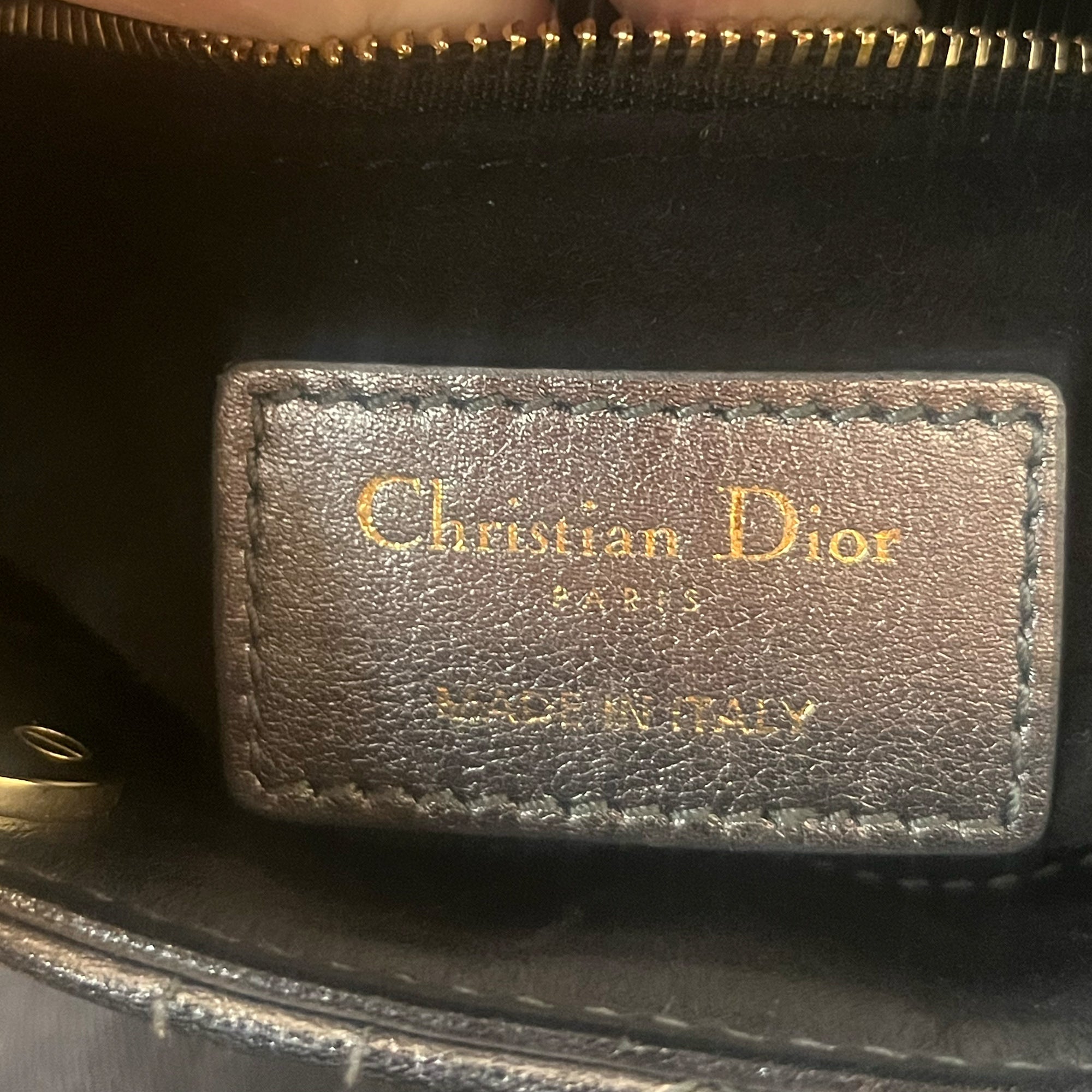 DIOR - Sac à main Mini Lady Dior cuir gris canon - Handbag