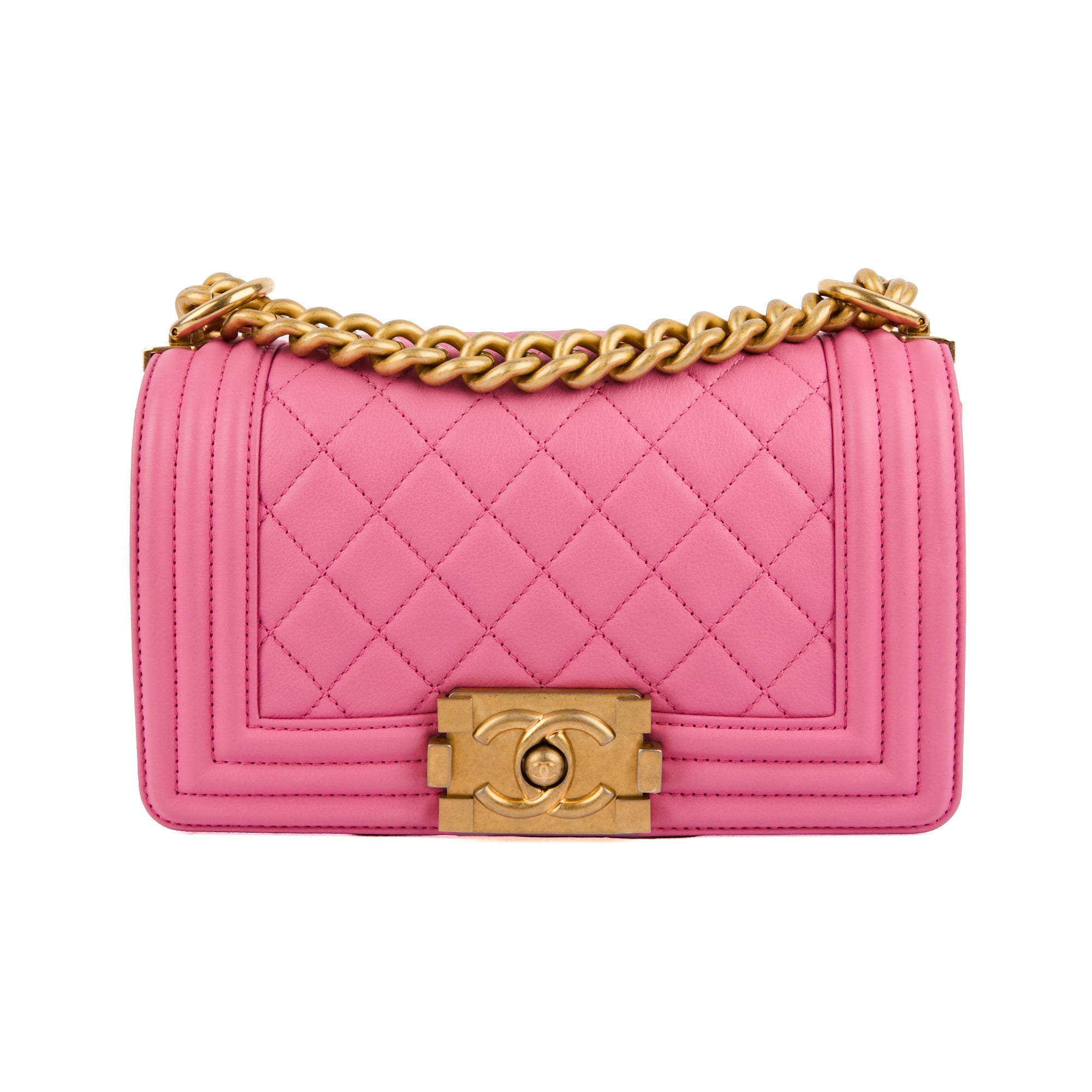 CHANEL - Boy Small pink leather shoulder bag - Hand Shoulder Bag