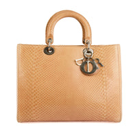 DIOR - Sac bandoulière Lady Dior Large cuir python beige - Handbag