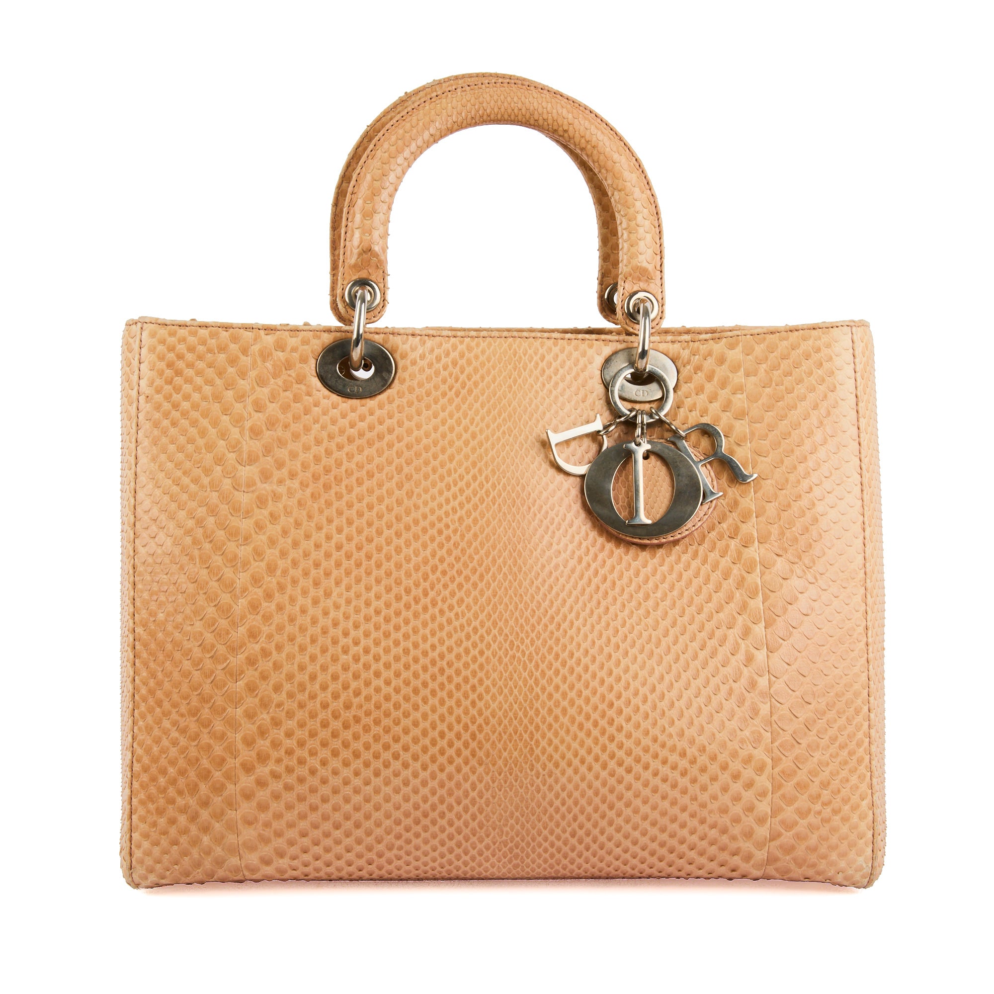 DIOR - Sac bandoulière Lady Dior Large cuir python beige - Handbag