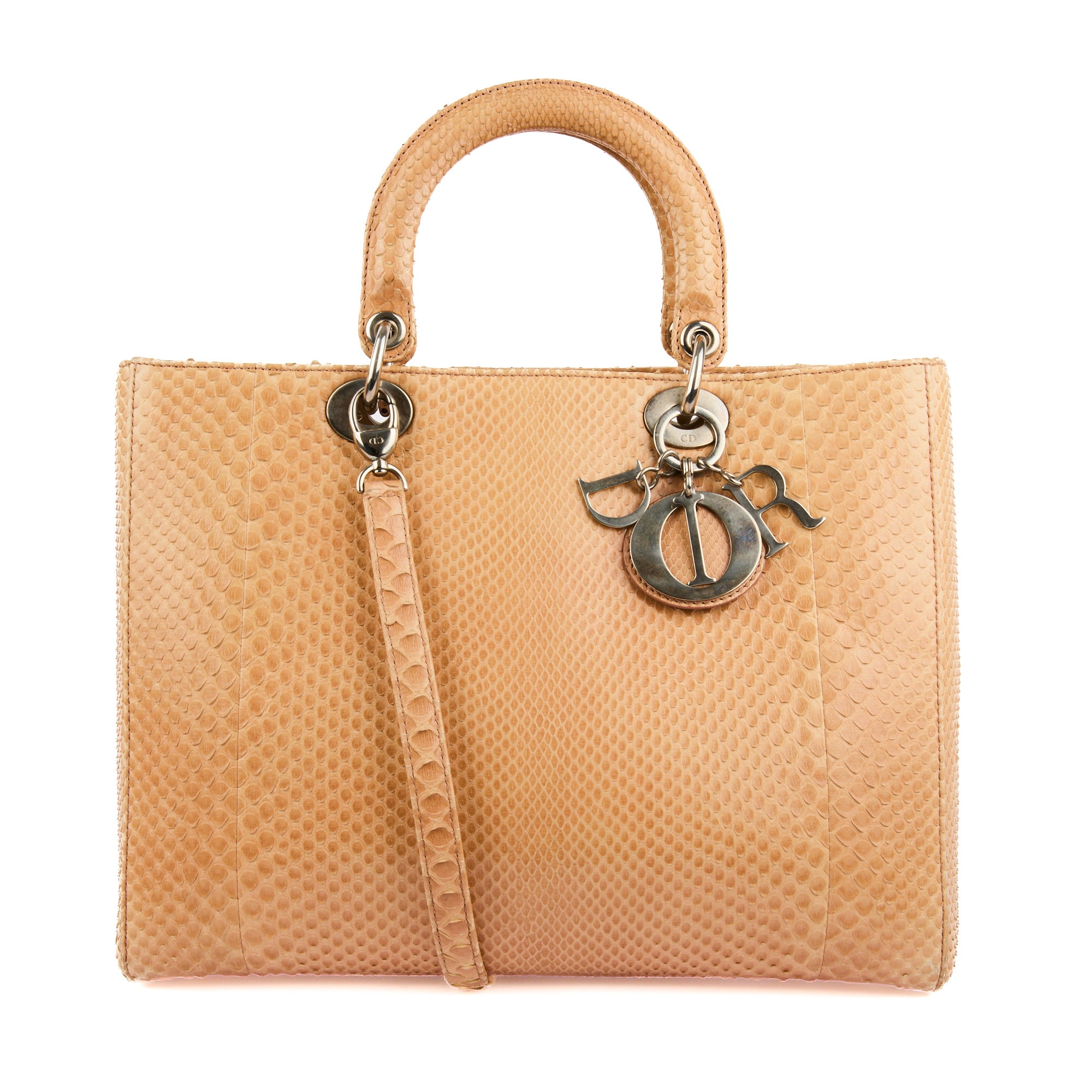 DIOR - Sac bandoulière Lady Dior Large cuir python beige - Handbag
