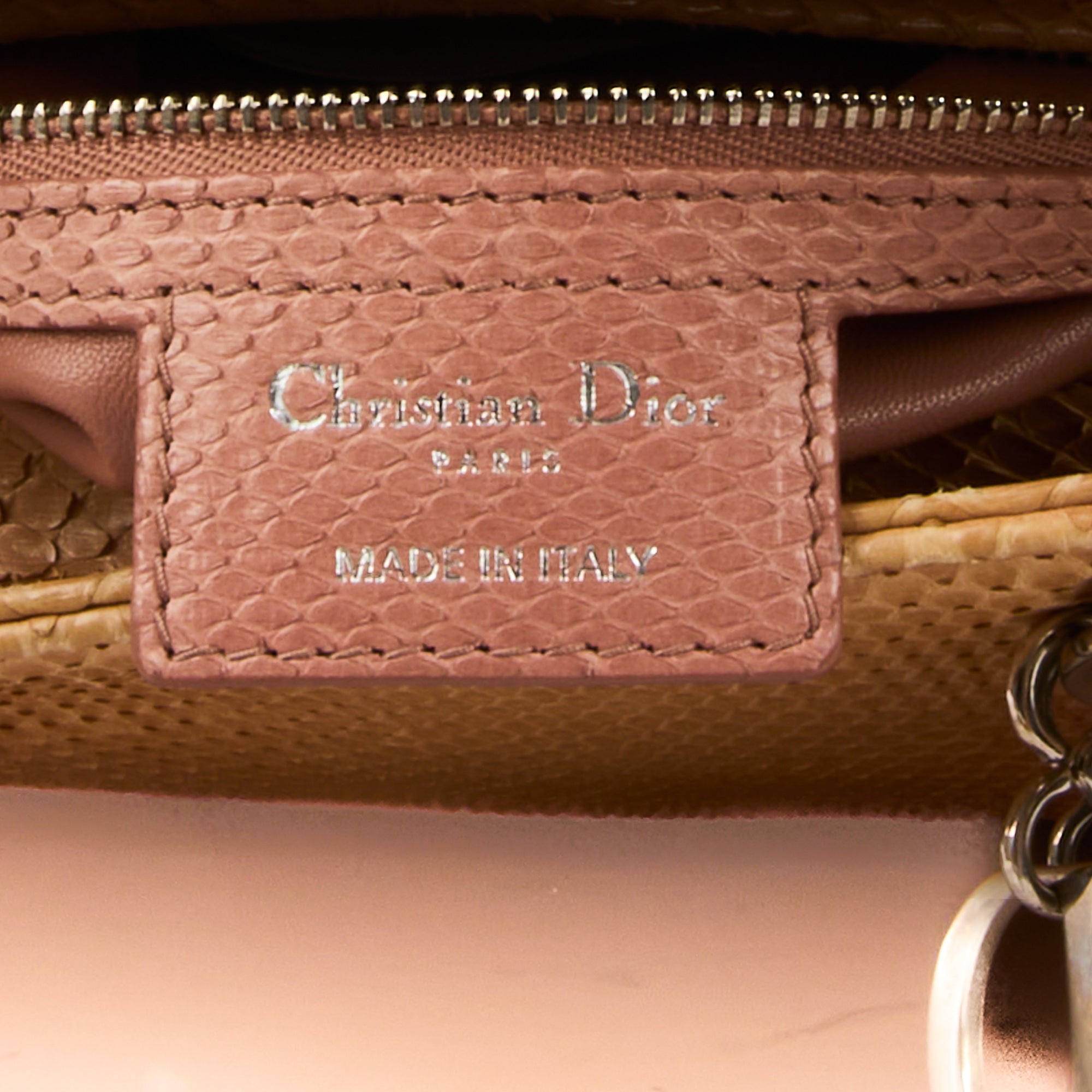 DIOR - Sac bandoulière Lady Dior Large cuir python beige - Handbag