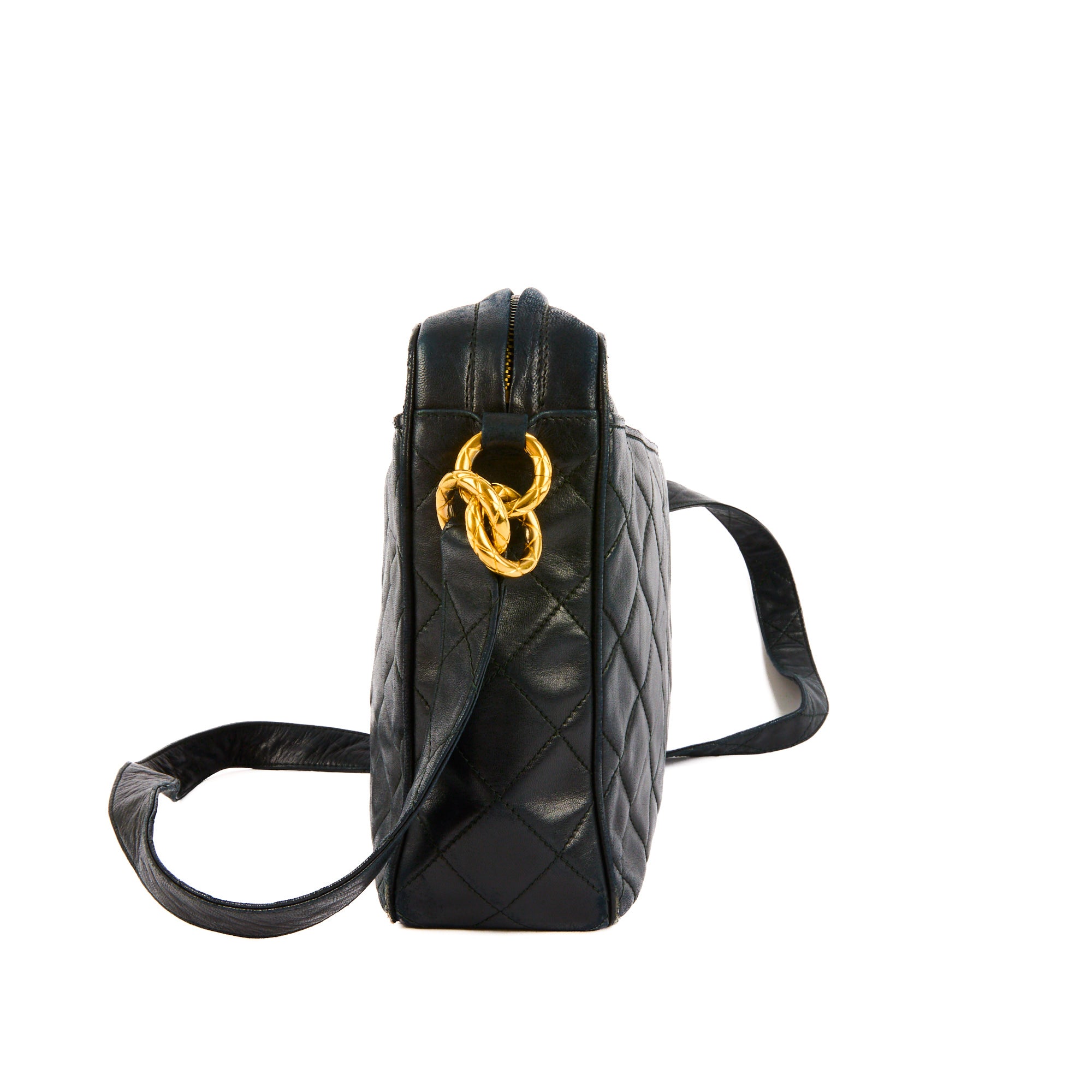 CHANEL – Sac bandoulière Caméra vintage cuir bleu marine - Handbag