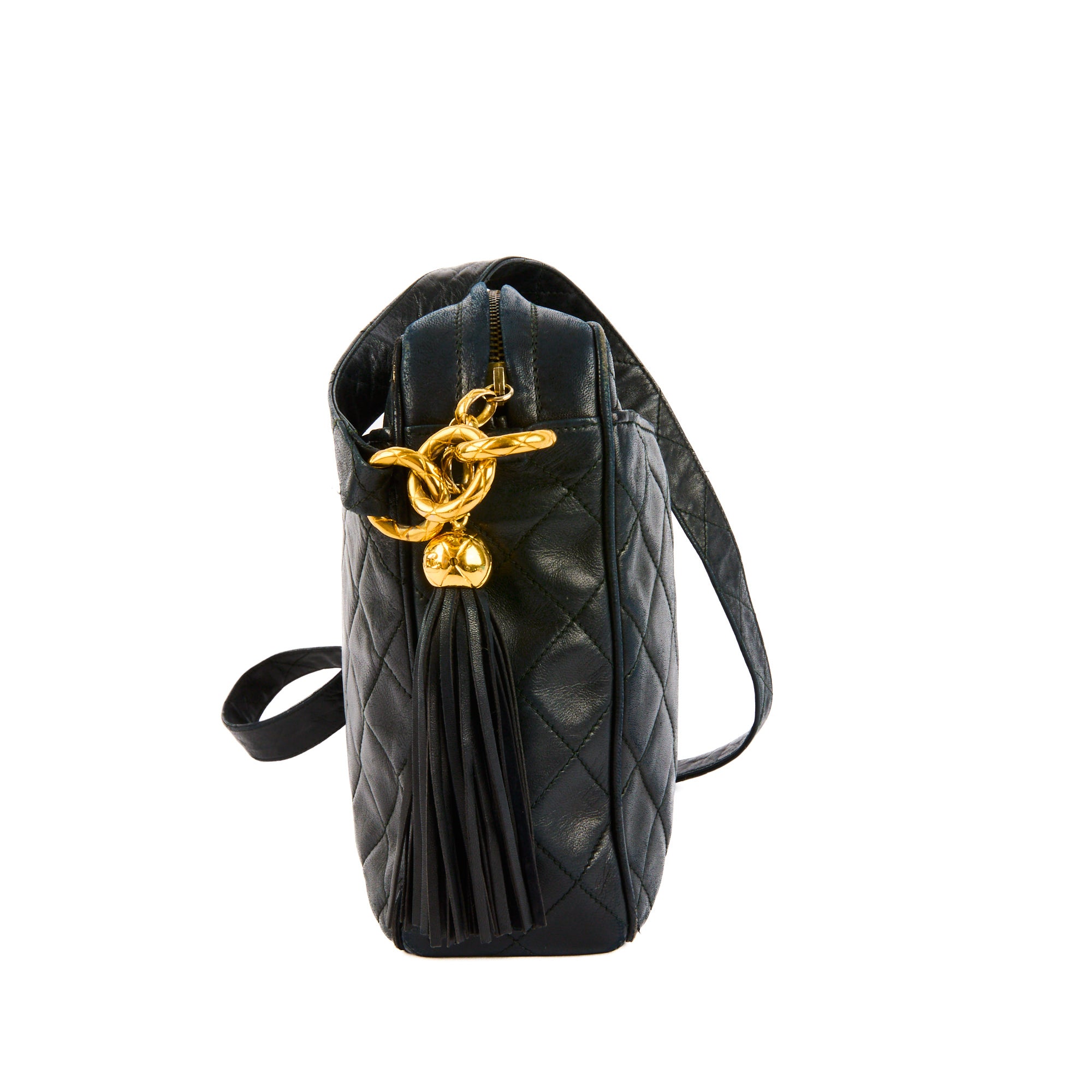 CHANEL – Sac bandoulière Caméra vintage cuir bleu marine - Handbag