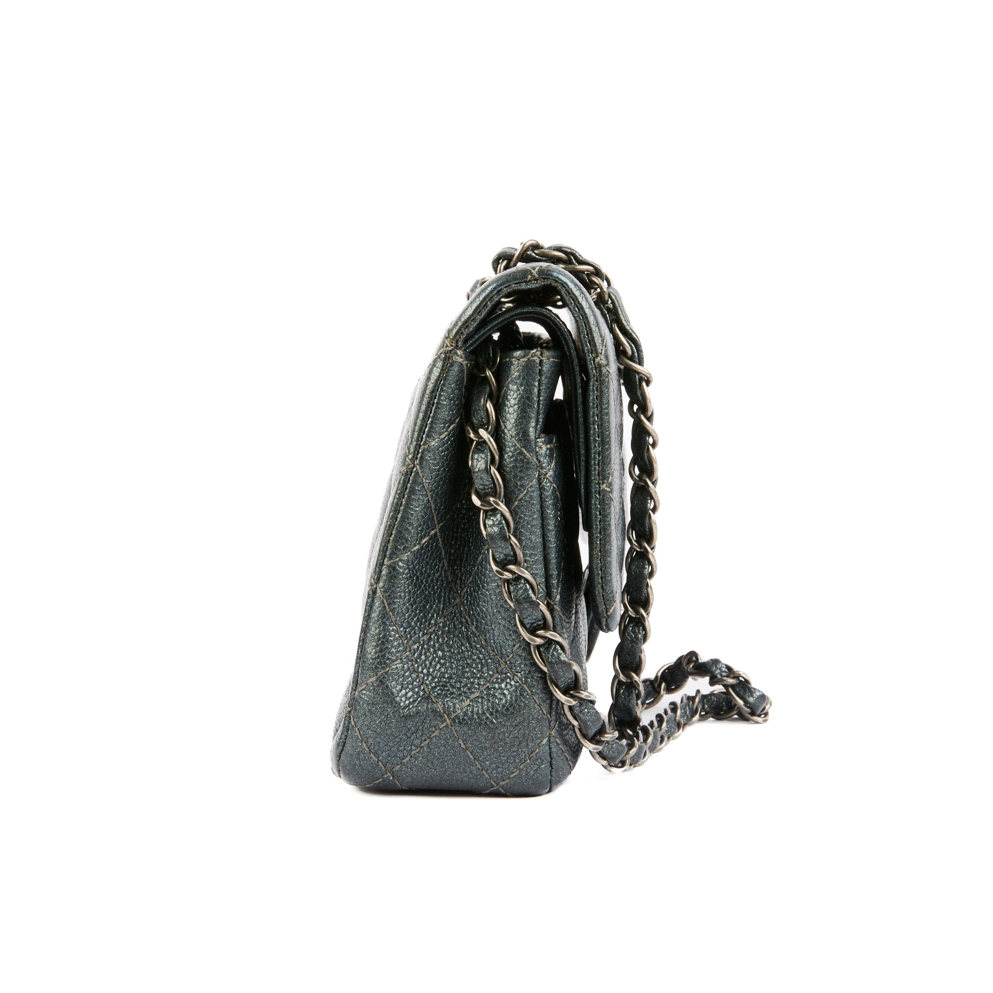 CHANEL - Sac bandoulière Timeless Medium 11.12 cuir caviar argenté - Handbag