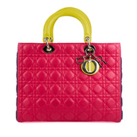 DIOR - Sac à main Lady Large Multicolore rose jaune bleu - Handbag