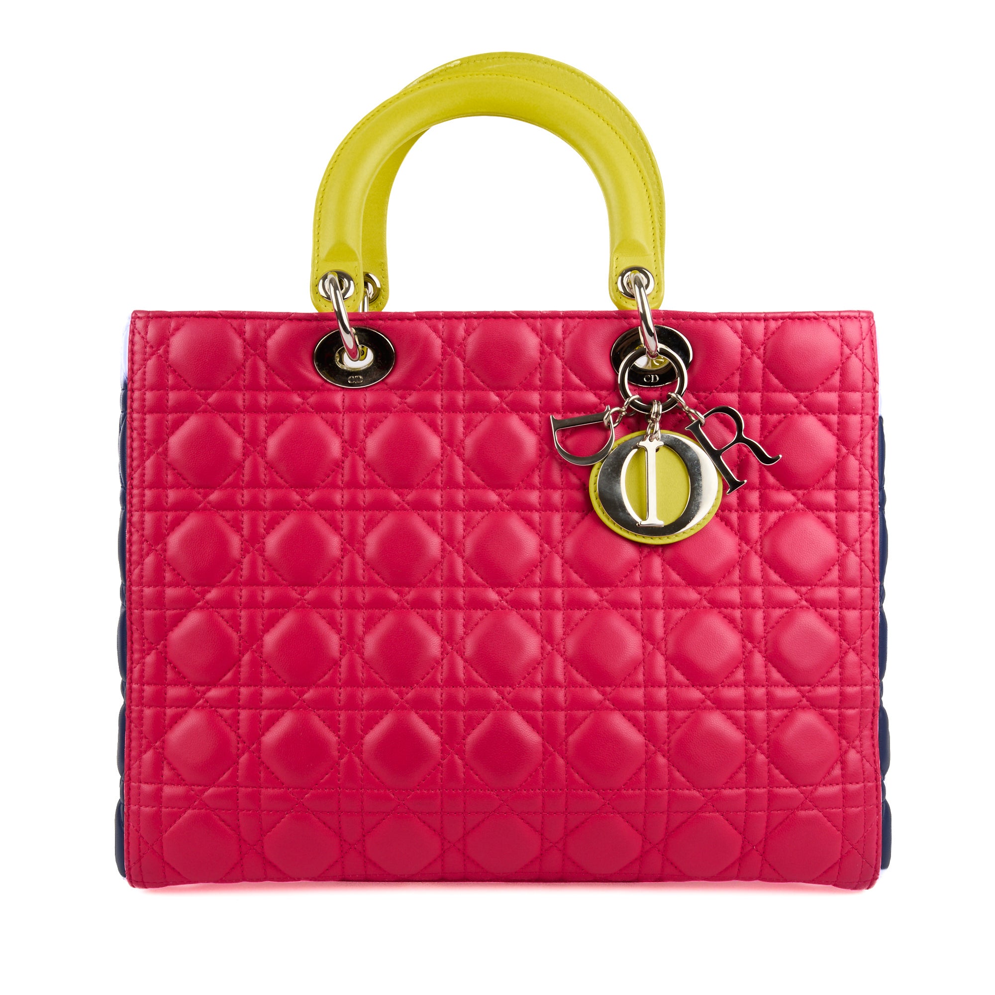 DIOR - Sac à main Lady Large Multicolore rose jaune bleu - Handbag