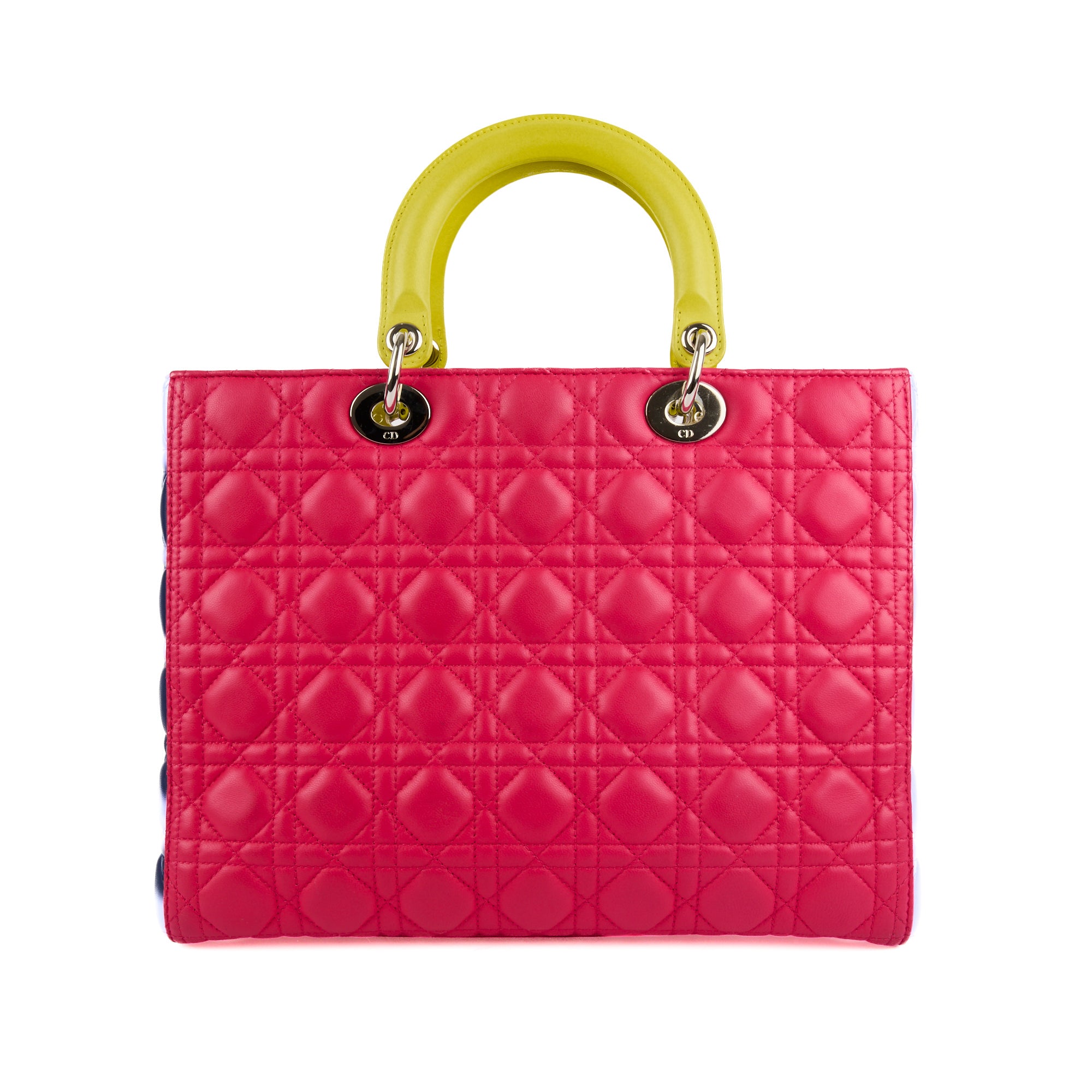 DIOR - Sac à main Lady Large Multicolore rose jaune bleu - Handbag
