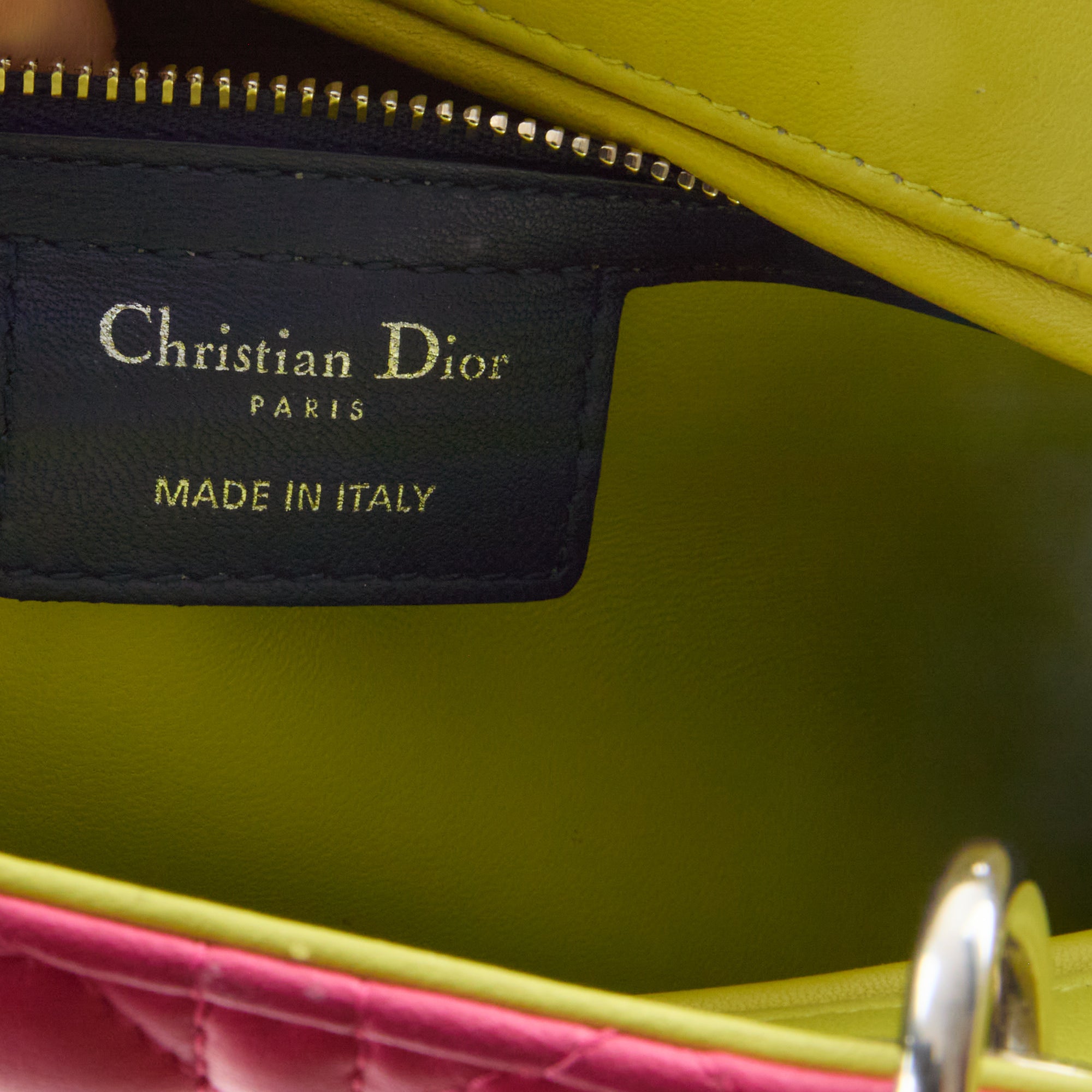 DIOR - Sac à main Lady Large Multicolore rose jaune bleu - Handbag