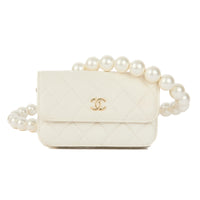 CHANEL - Sac bandoulière Wallet on Chain Maxi Pearls cuir blanc - Shoulder Handbag