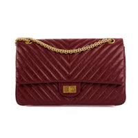 CHANEL - 2.55 Jumbo chevron leather red handbag - Shoulder Handbag