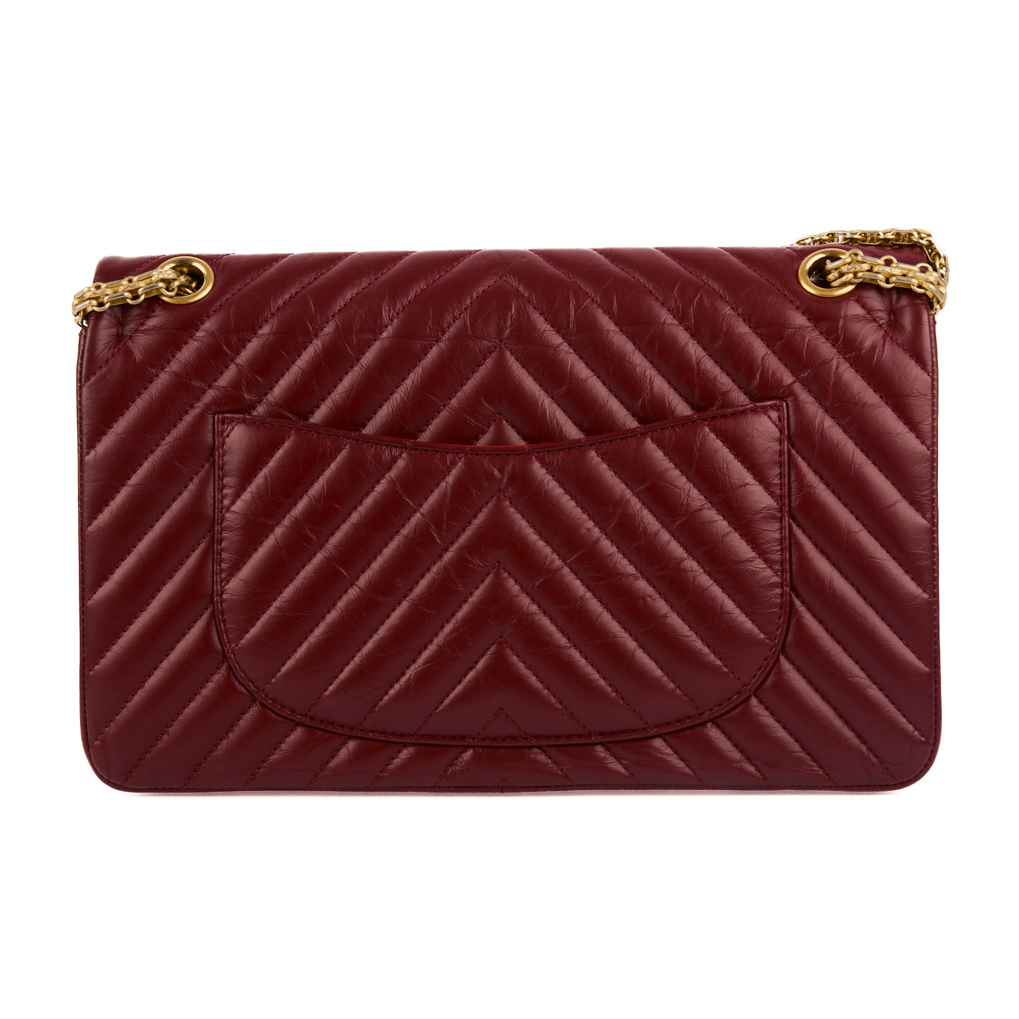 CHANEL - 2.55 Jumbo chevron leather red handbag - Shoulder Handbag