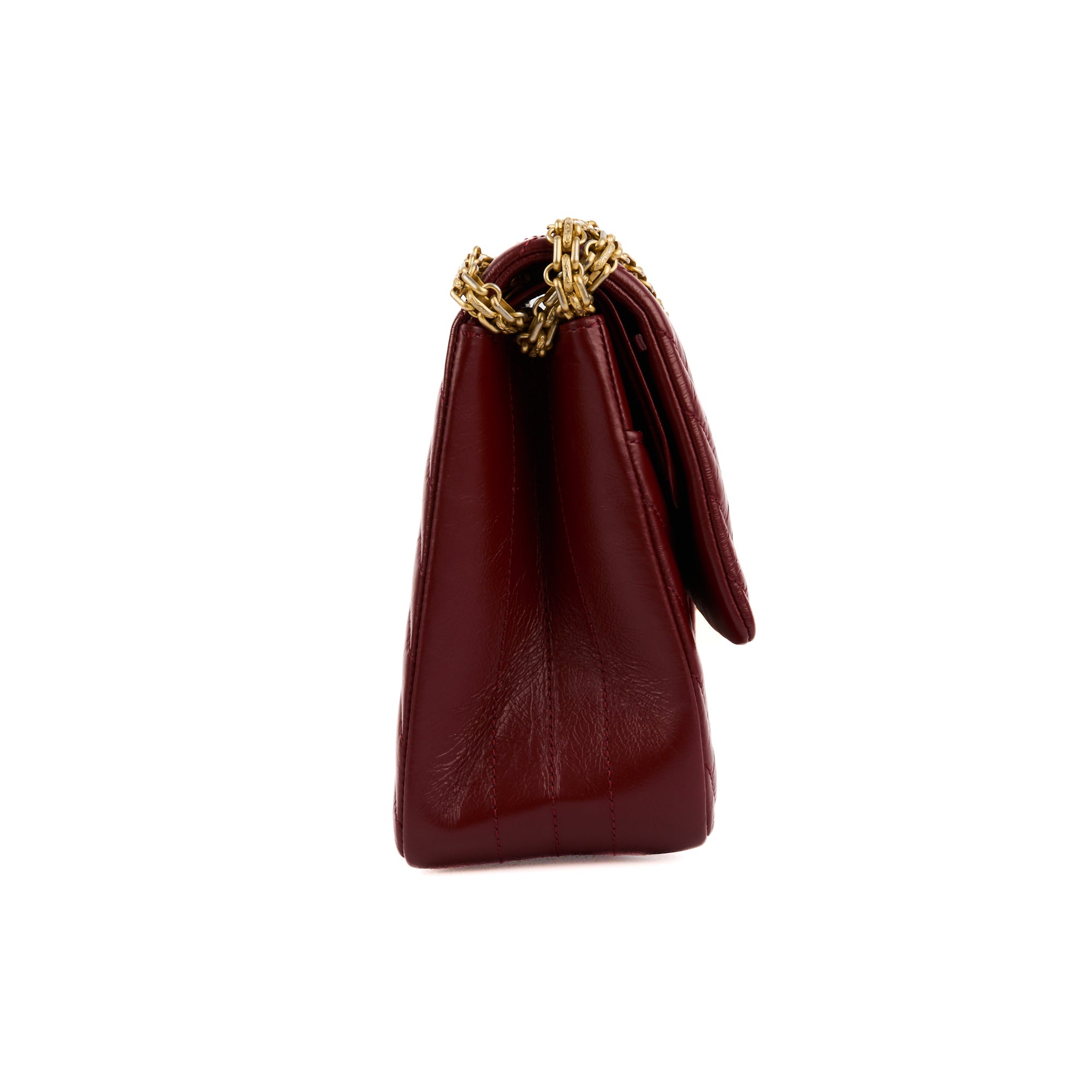 CHANEL - 2.55 Jumbo chevron leather red handbag - Shoulder Handbag