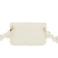 CHANEL - Sac bandoulière Wallet on Chain Maxi Pearls cuir blanc - Shoulder Handbag