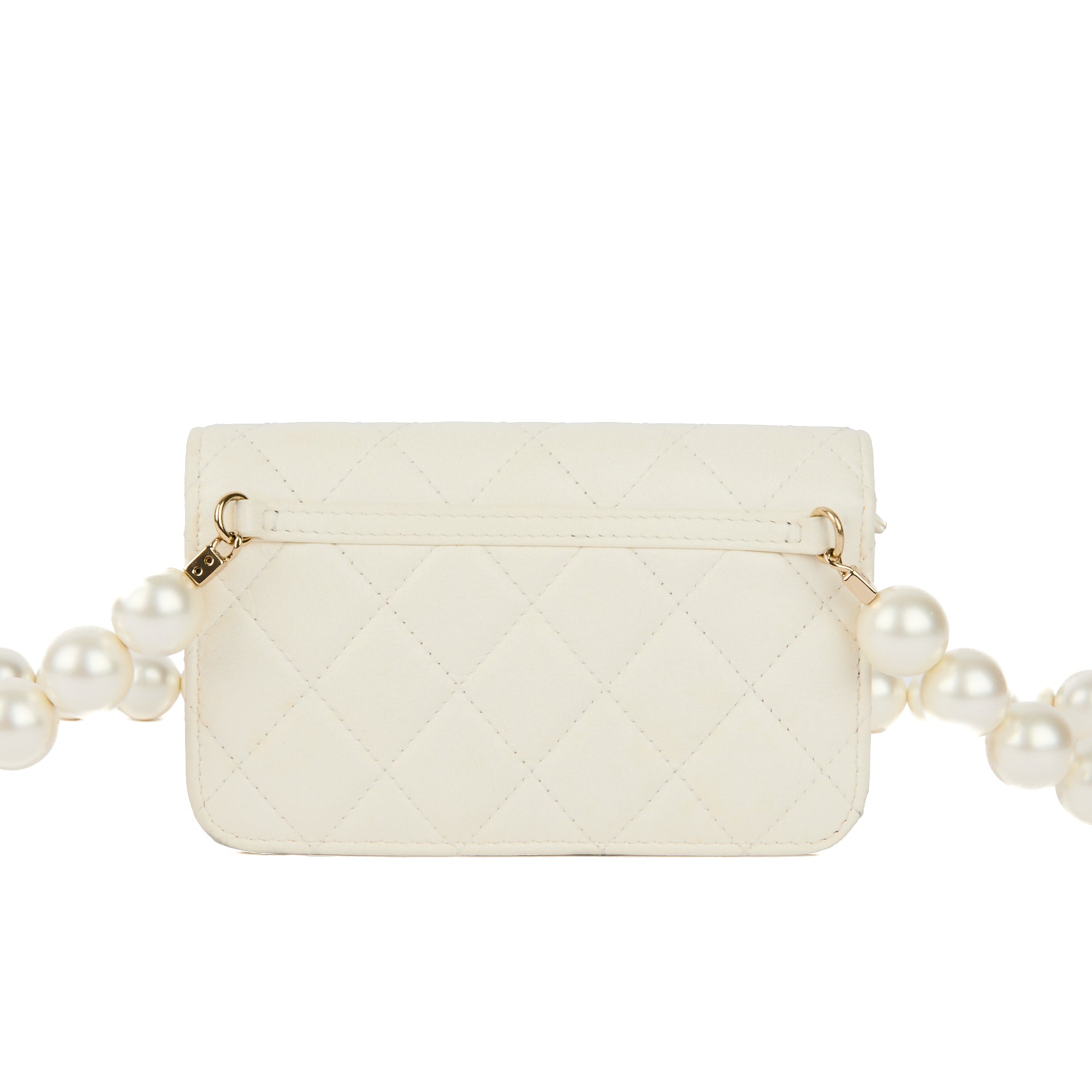 CHANEL - Sac bandoulière Wallet on Chain Maxi Pearls cuir blanc - Shoulder Handbag