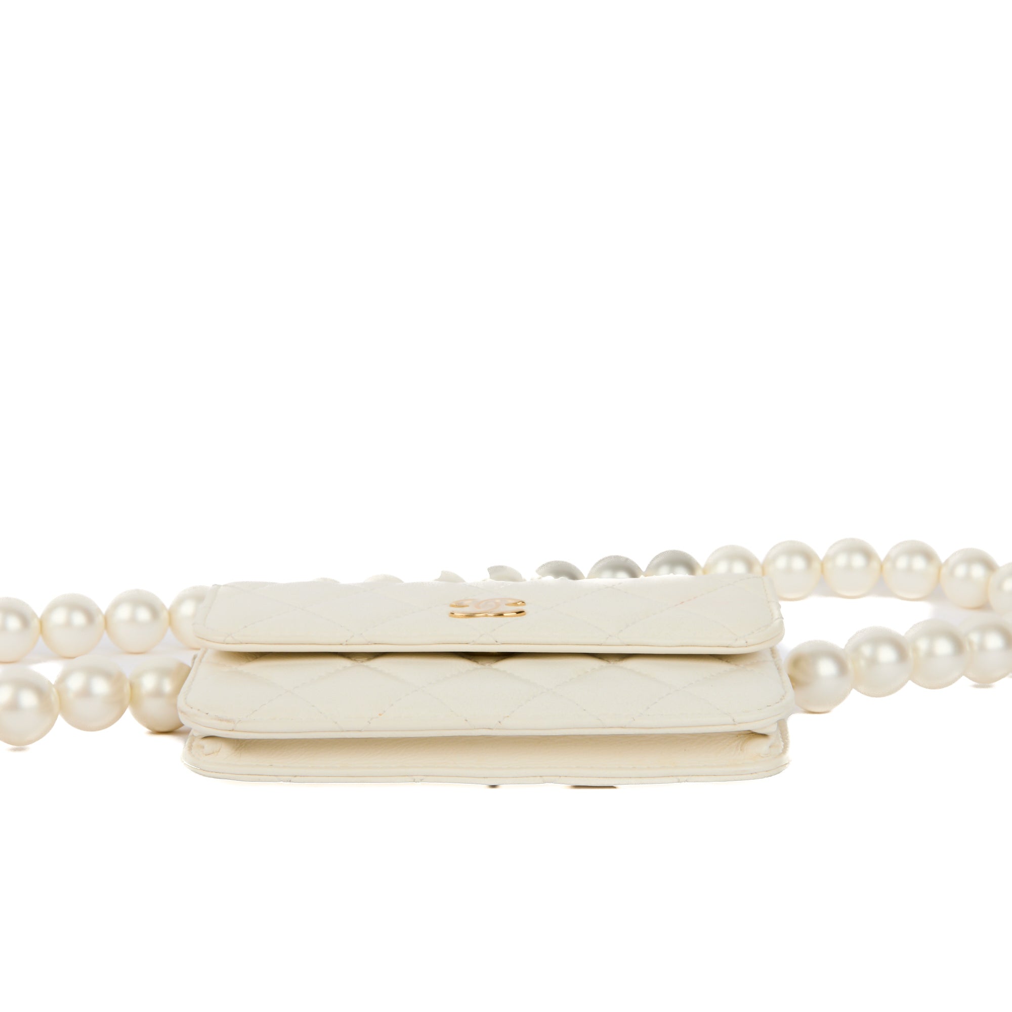 CHANEL - Sac bandoulière Wallet on Chain Maxi Pearls cuir blanc - Shoulder Handbag