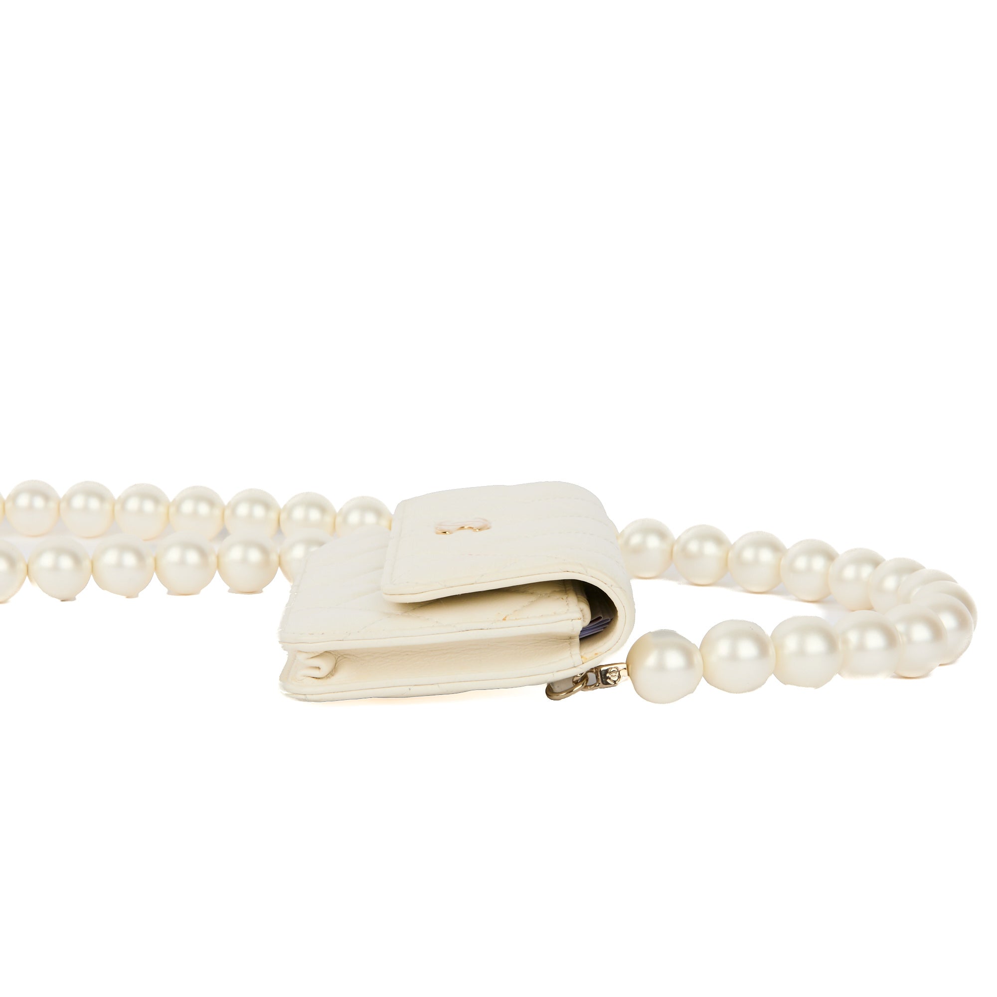 CHANEL - Sac bandoulière Wallet on Chain Maxi Pearls cuir blanc - Shoulder Handbag