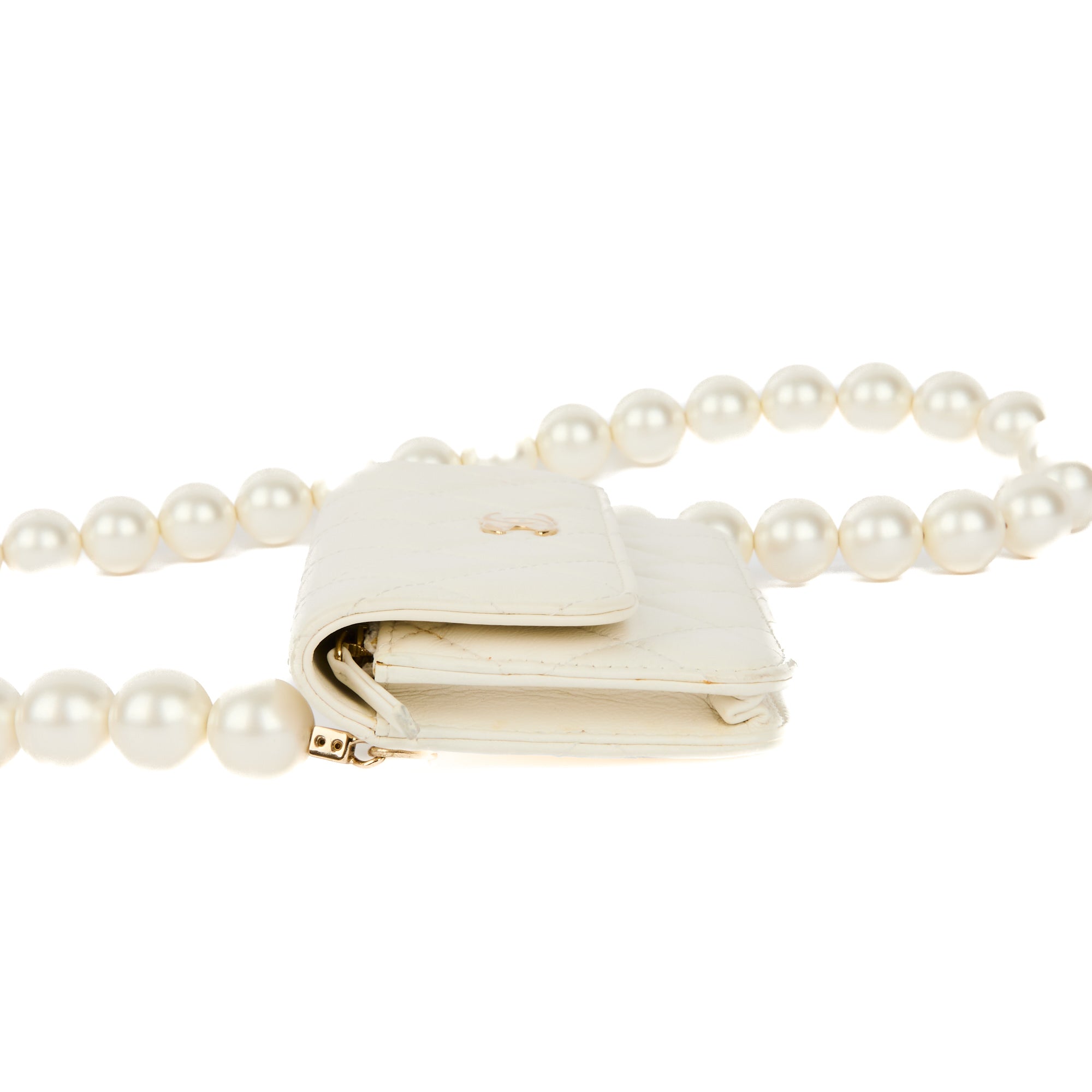 CHANEL - Sac bandoulière Wallet on Chain Maxi Pearls cuir blanc - Shoulder Handbag
