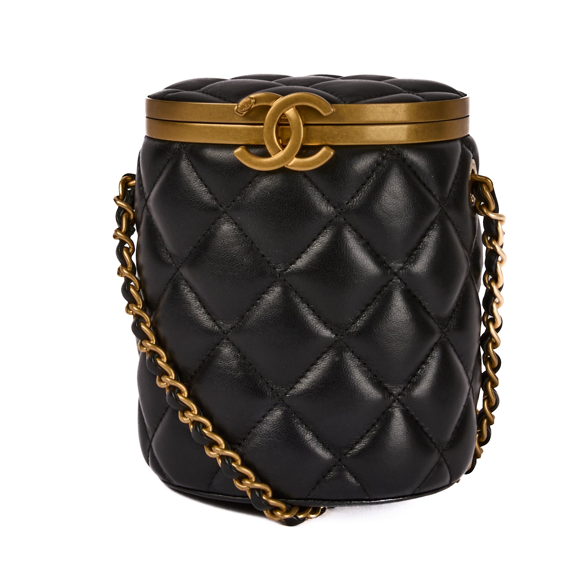 CHANEL - Sac bandoulière Crown box small cuir noir - Handbag