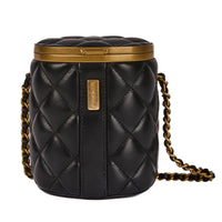CHANEL - Sac bandoulière Crown box small cuir noir - Handbag