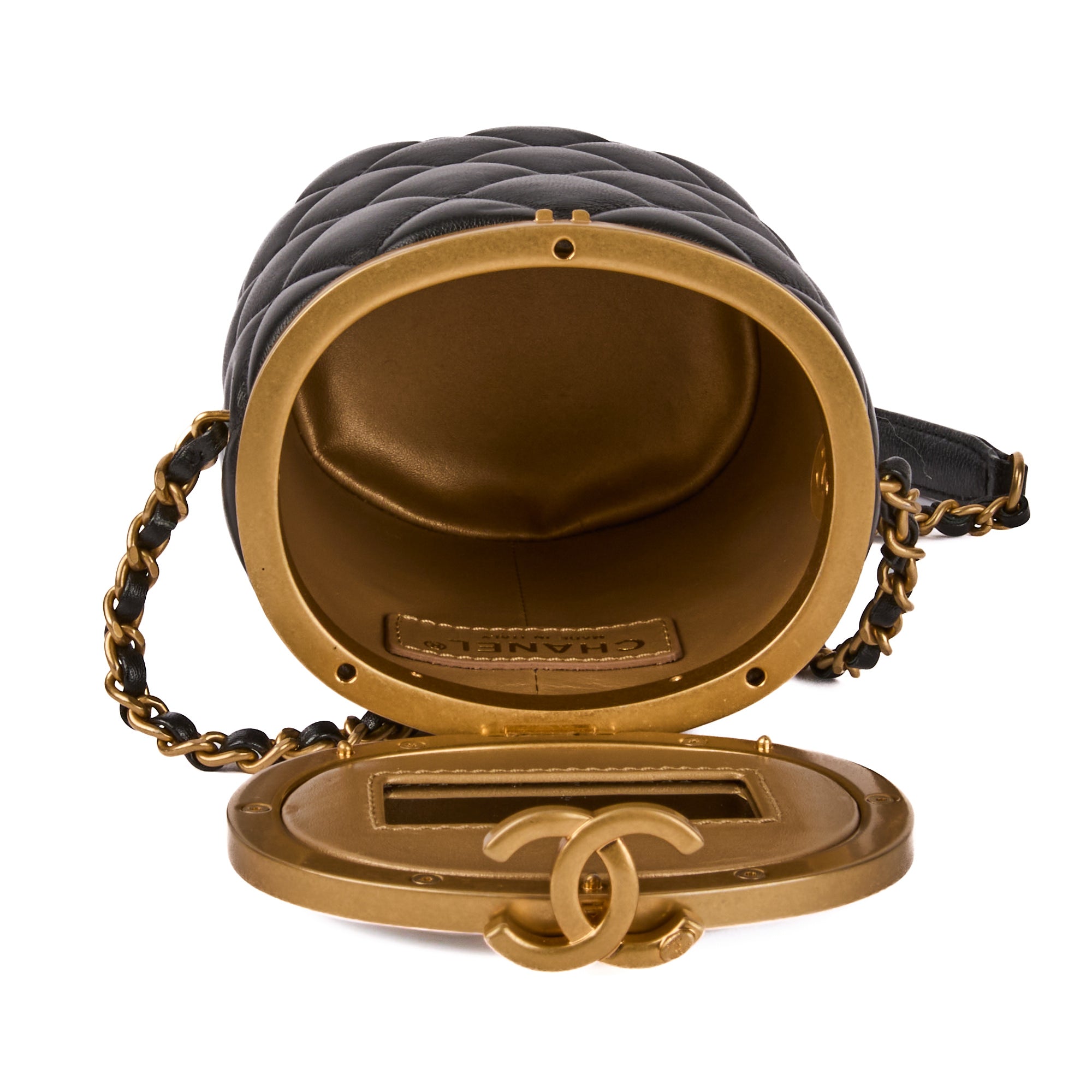 CHANEL - Sac bandoulière Crown box small cuir noir - Handbag