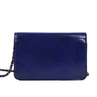 CHANEL - Sac bandoulière Wallet on Chain cuir vernis bleu - Shoulder Handbag
