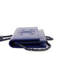 CHANEL - Sac bandoulière Wallet on Chain cuir vernis bleu - Shoulder Handbag