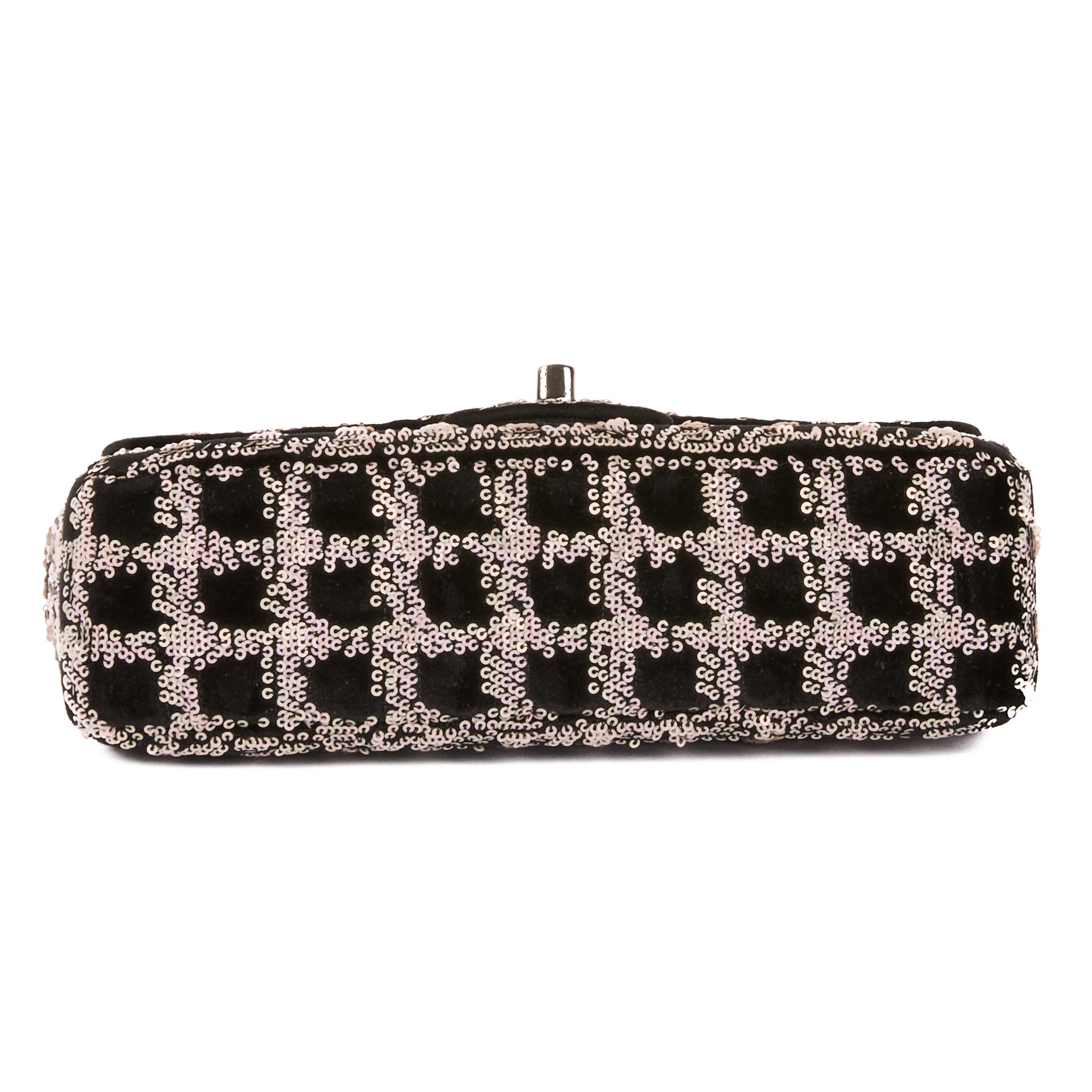 CHANEL - Mini Timeless shoulder bag in black velvet & sequins, limited edition - Handbag