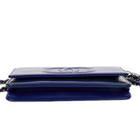 CHANEL - Sac bandoulière Wallet on Chain cuir vernis bleu - Shoulder Handbag