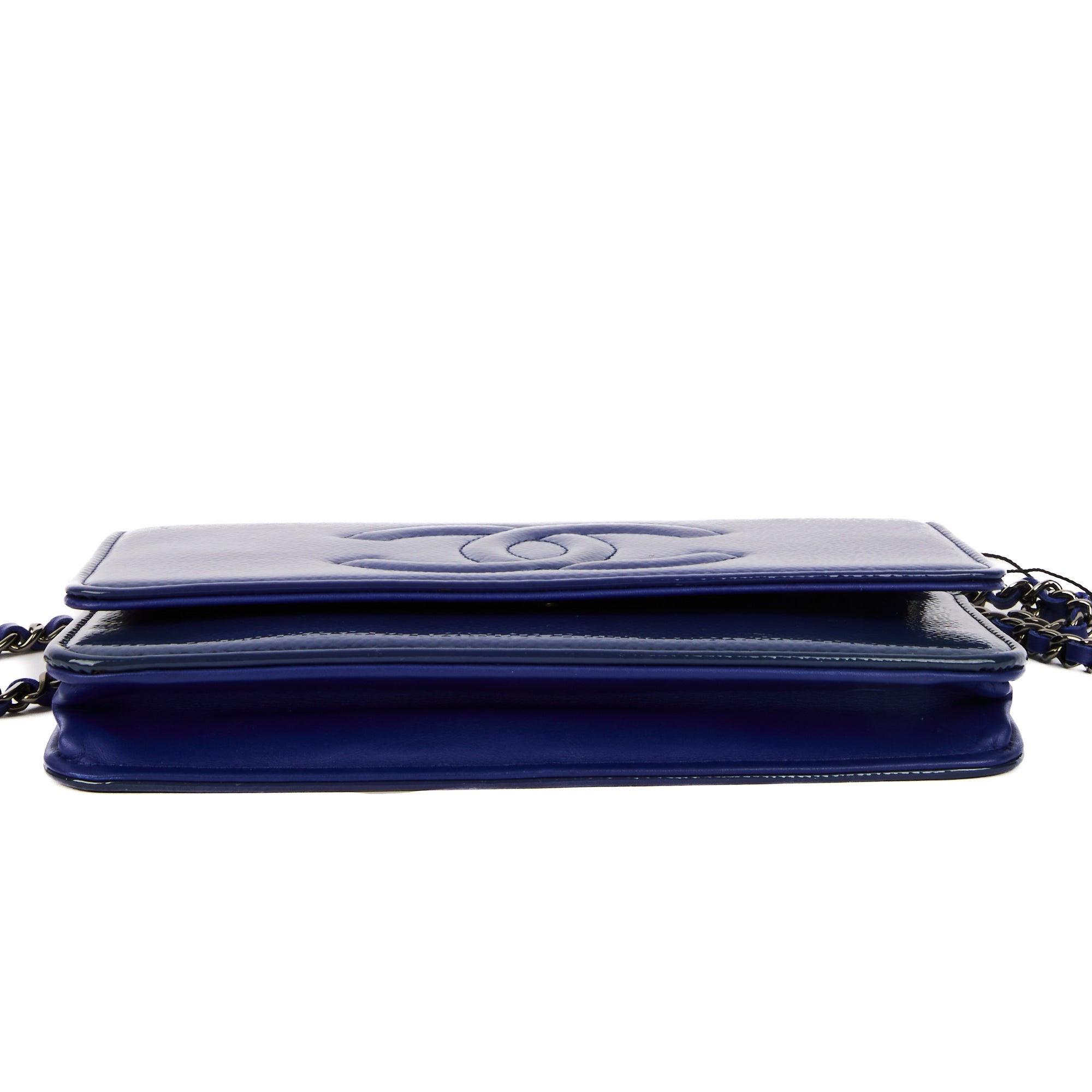 CHANEL - Sac bandoulière Wallet on Chain cuir vernis bleu - Shoulder Handbag