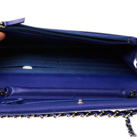 CHANEL - Sac bandoulière Wallet on Chain cuir vernis bleu - Shoulder Handbag