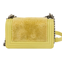 CHANEL - Sac bandoulière Mini Boy fourrure lapin cuir vert - Handbag