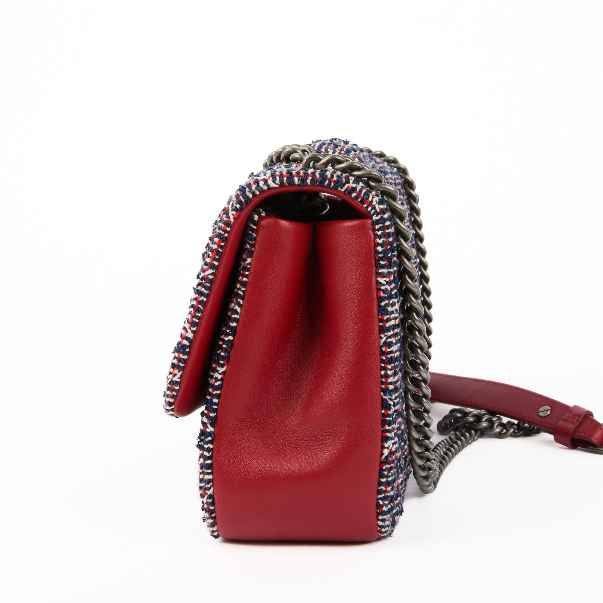 CHANEL - Sac bandoulière Timeless tweed Flap bag blanc rouge bleu - Shoulder Bag
