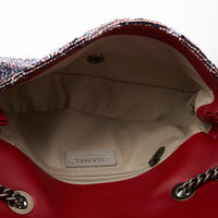CHANEL - Sac bandoulière Timeless tweed Flap bag blanc rouge bleu - Shoulder Bag