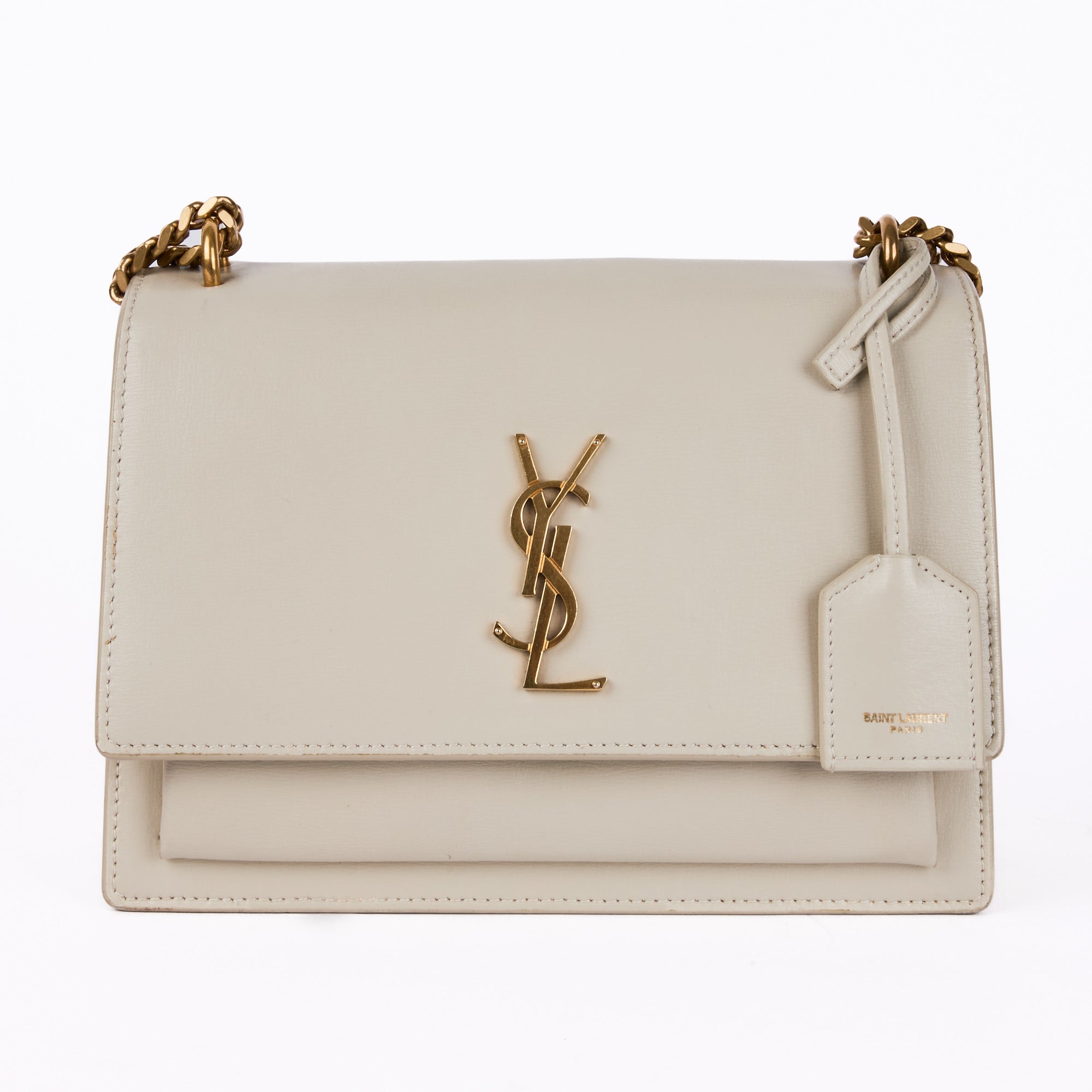 SAINT LAURENT - Sac bandoulière Sunset cuir écru - Handbag