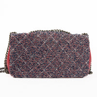 CHANEL - Sac bandoulière Timeless tweed Flap bag blanc rouge bleu - Shoulder Bag