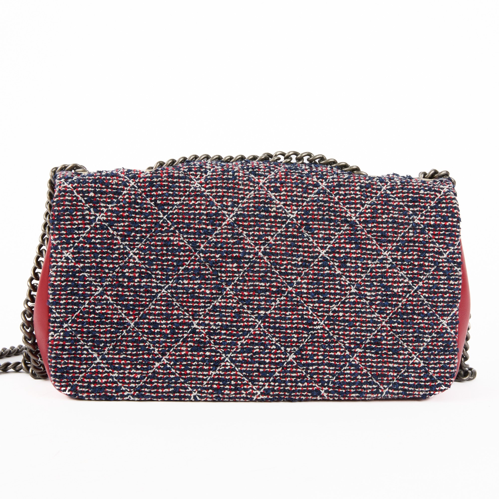 CHANEL - Sac bandoulière Timeless tweed Flap bag blanc rouge bleu - Shoulder Bag