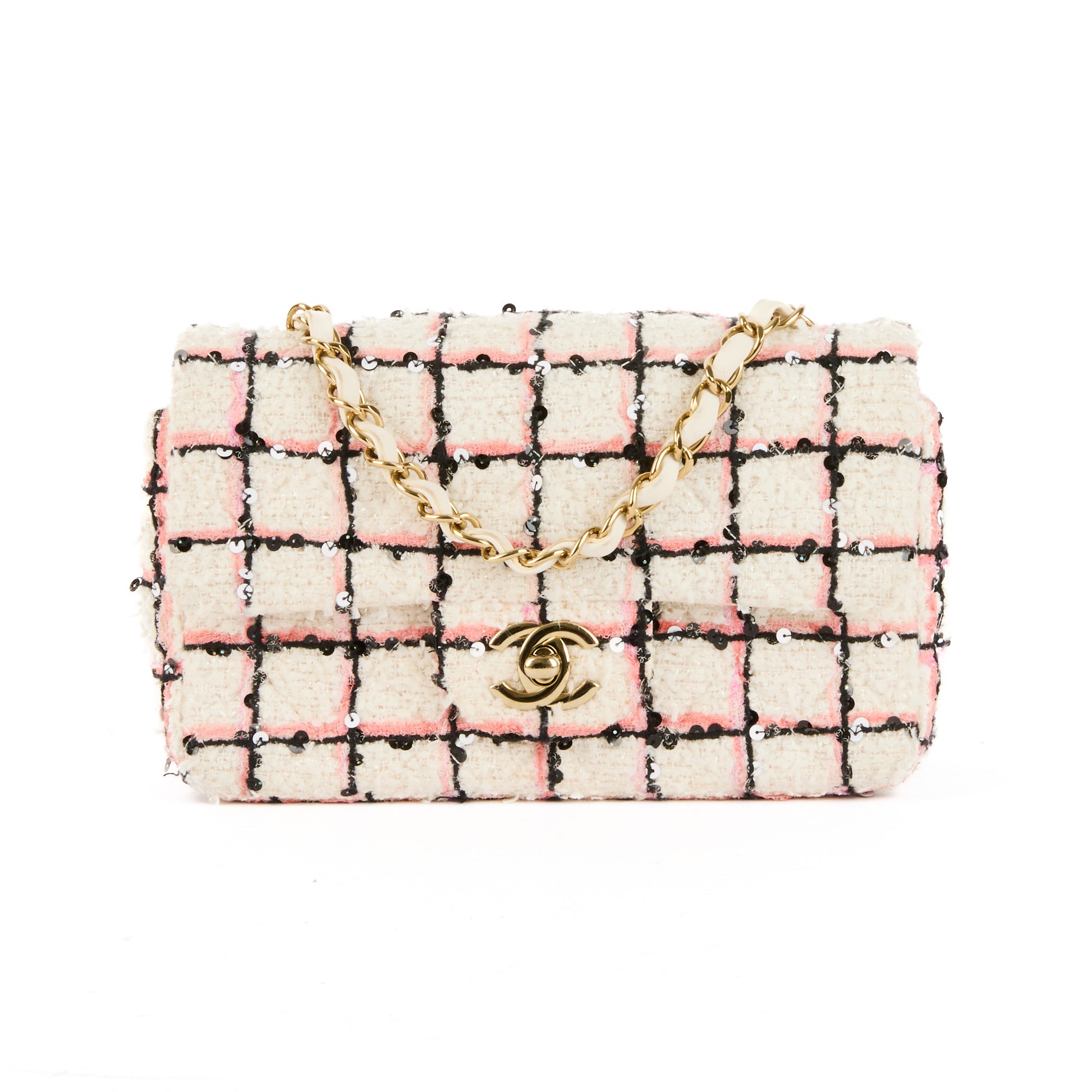 CHANEL - Sac bandoulière Mini Timeless tweed & sequins tricolore - Handbag