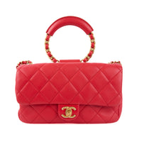 CHANEL - Sac bandoulière Top Handle In The Loop cuir rouge - Handbag